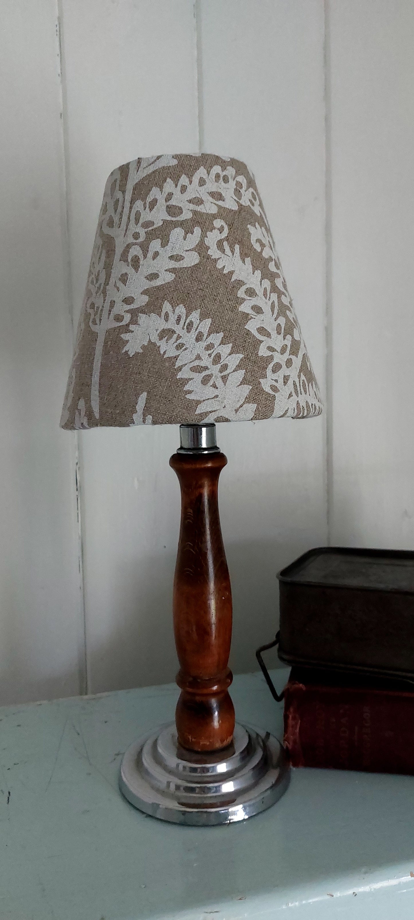 Linen fern candle clip lampshade