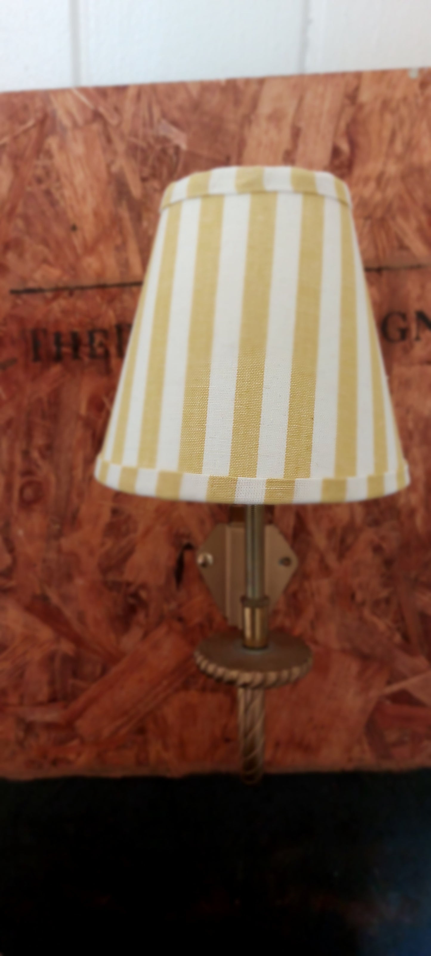 Yellow stripes Candle Clip Lampshade with trim