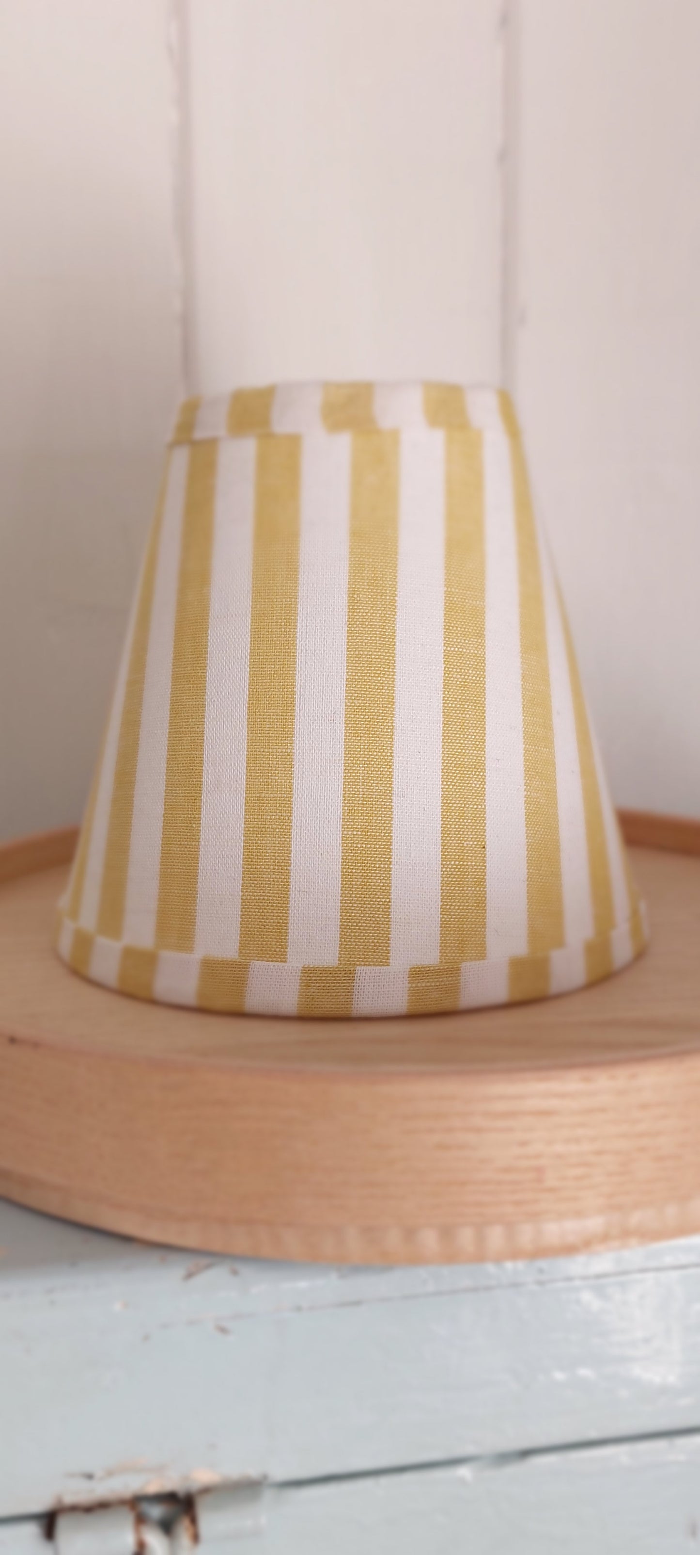 Yellow stripes Candle Clip Lampshade with trim