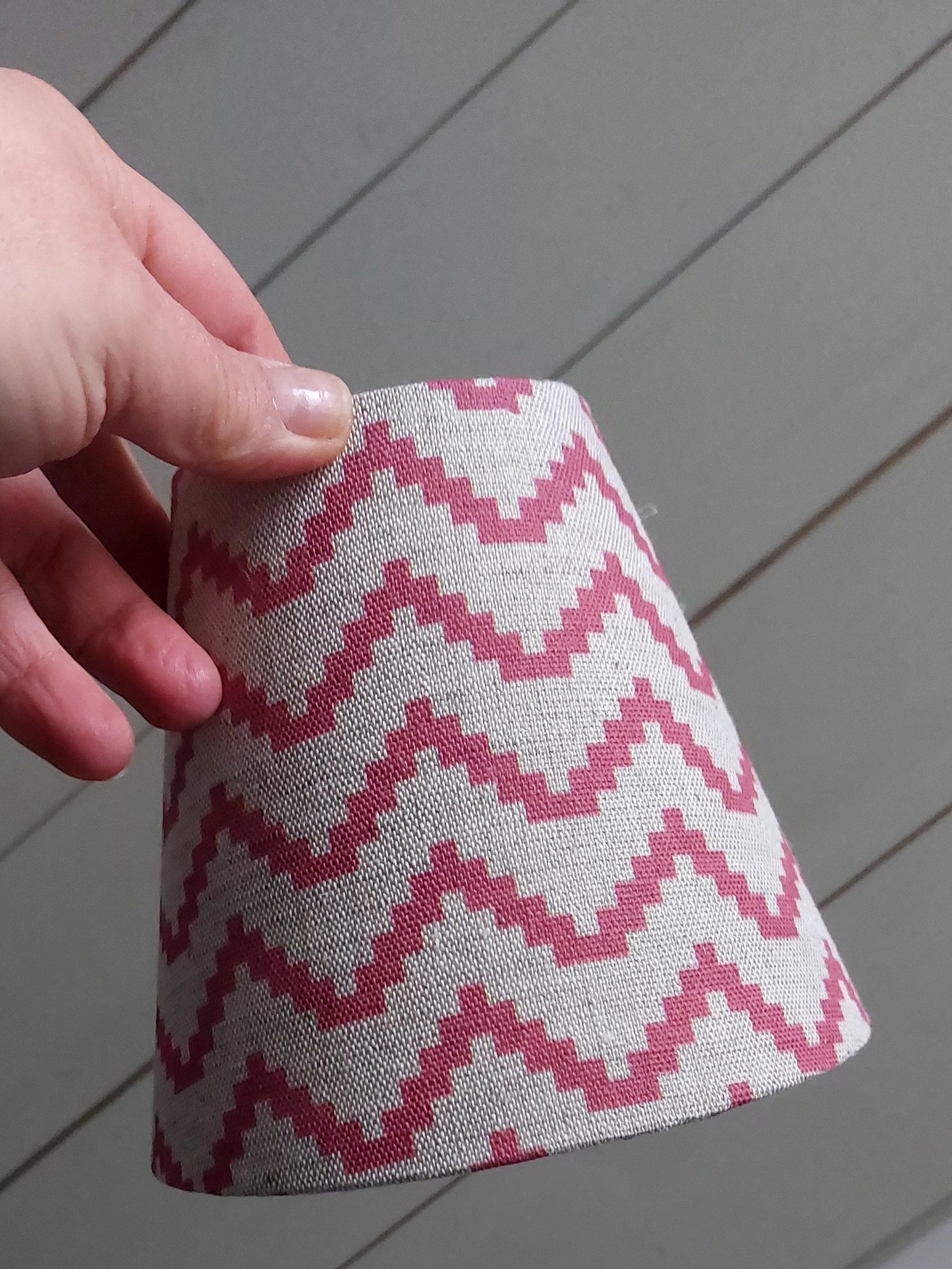 Linen Zig Red Candle Clip Lampshade