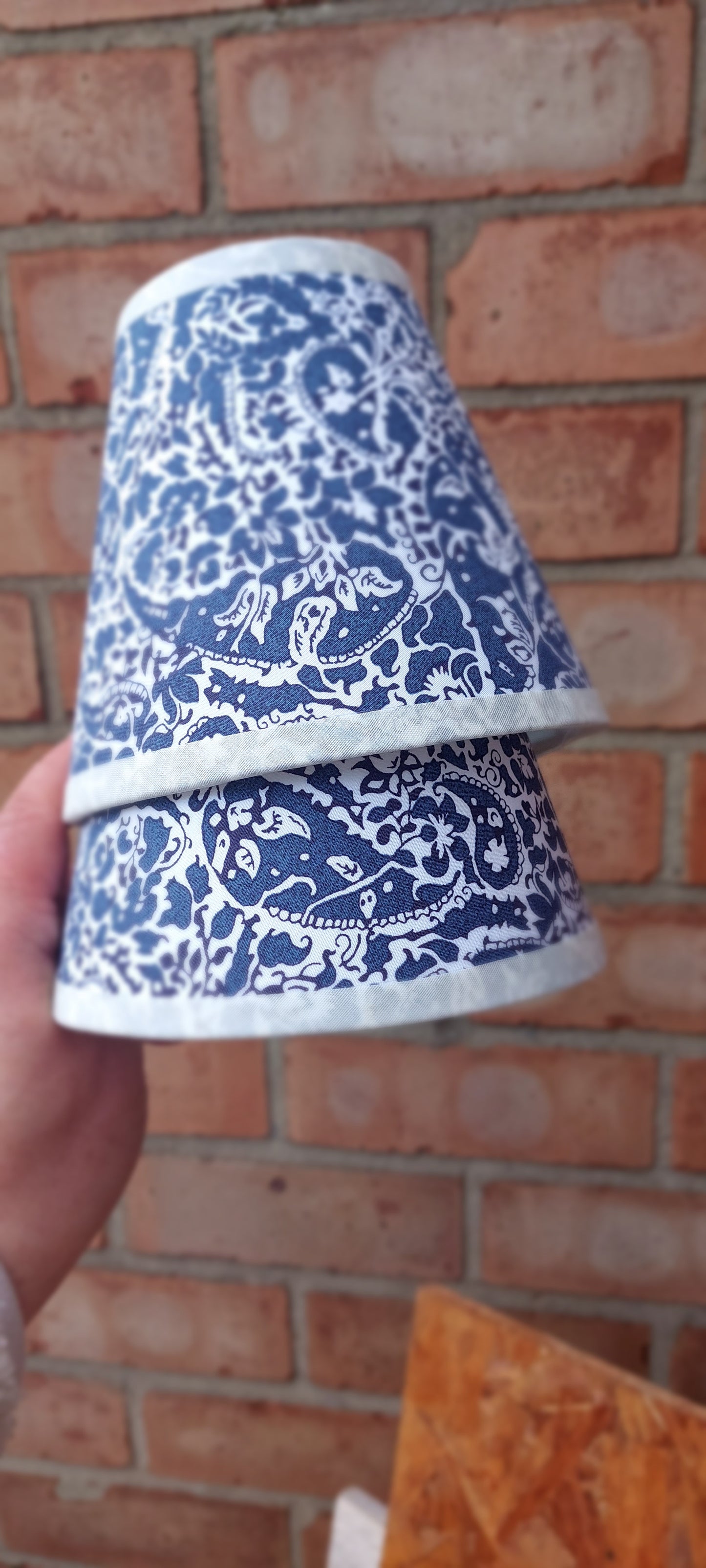 Liberty fabric paisley navy candle clip lampshade