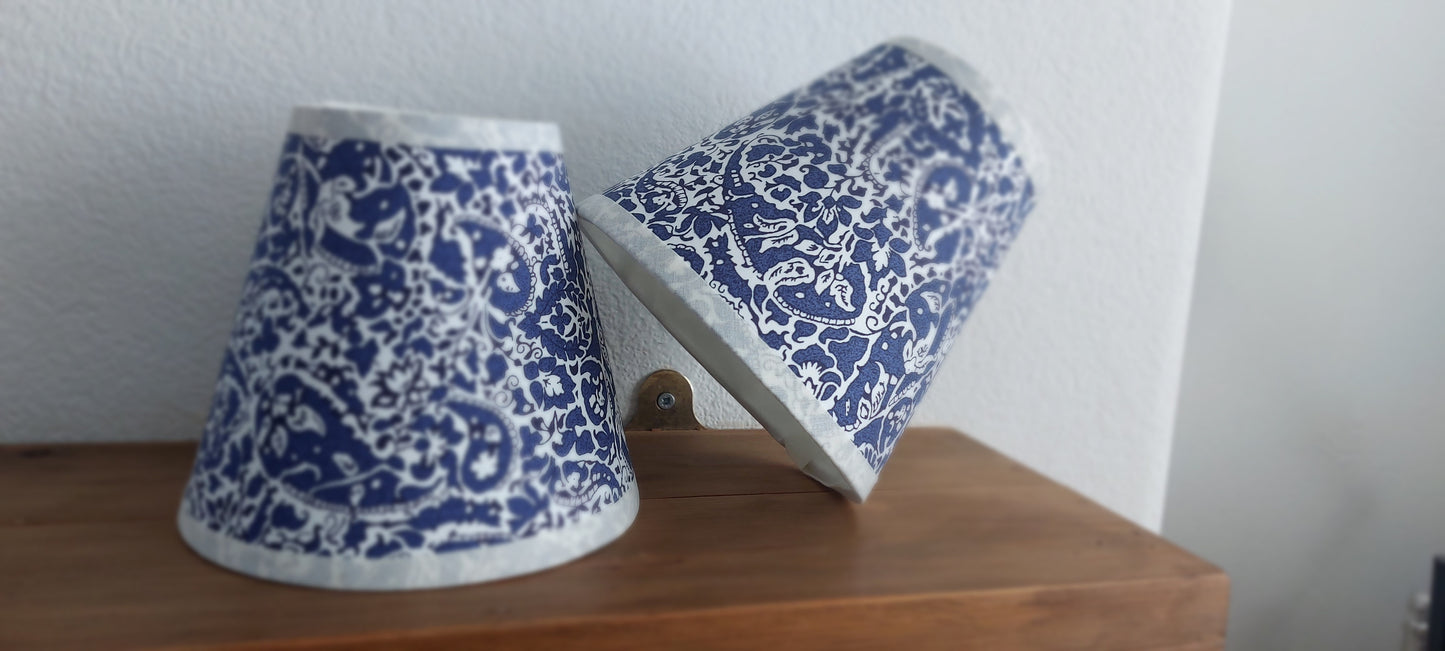 Liberty fabric paisley navy candle clip lampshade
