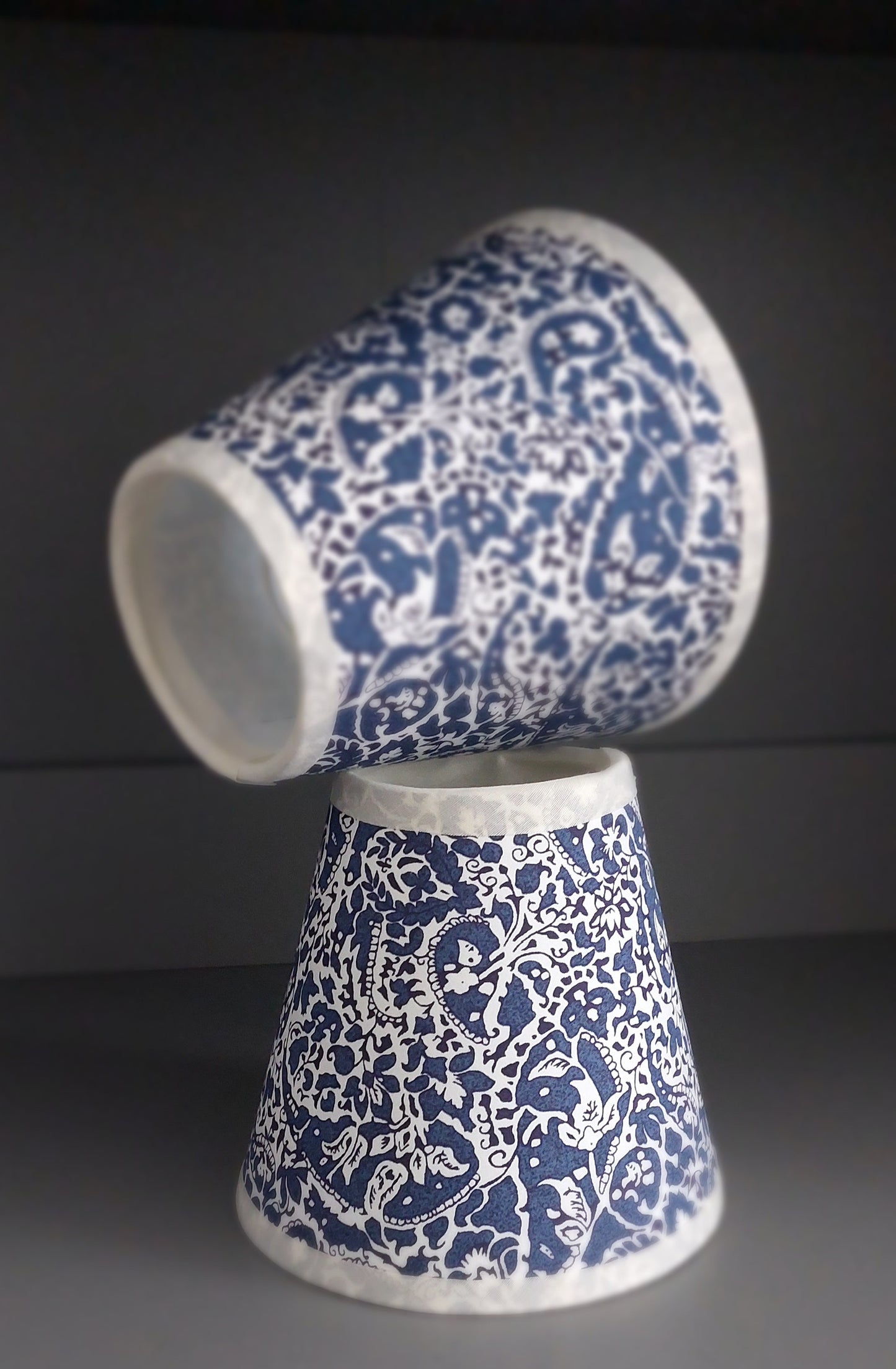 Liberty fabric paisley navy candle clip lampshade