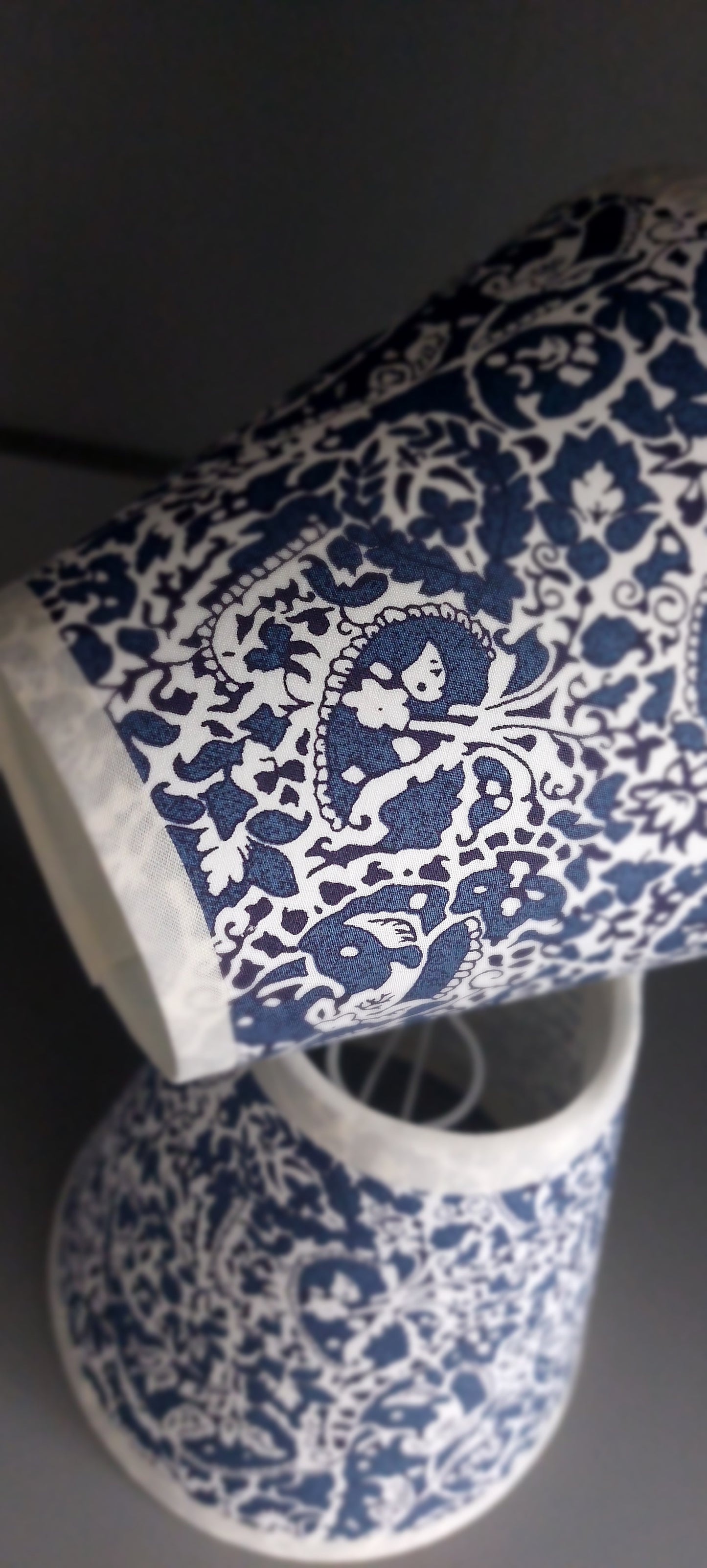 Liberty fabric paisley navy candle clip lampshade