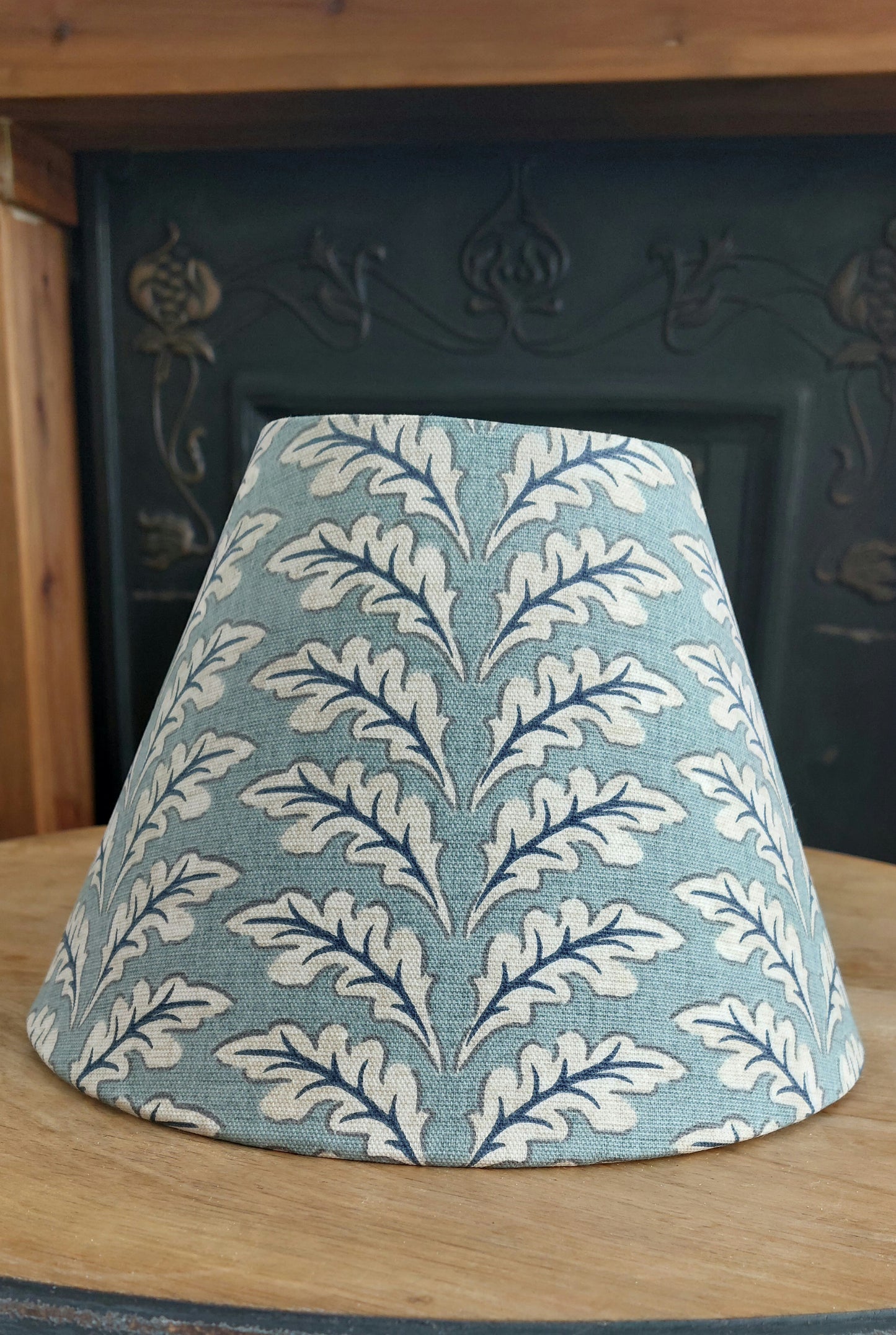 Morris leaf powder blue tapered lampshade