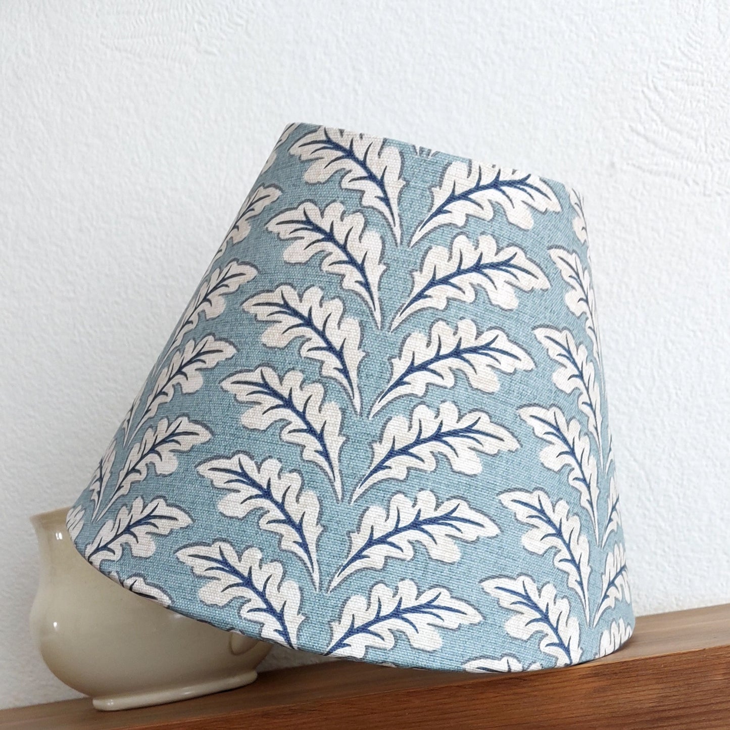 Morris leaf powder blue tapered lampshade