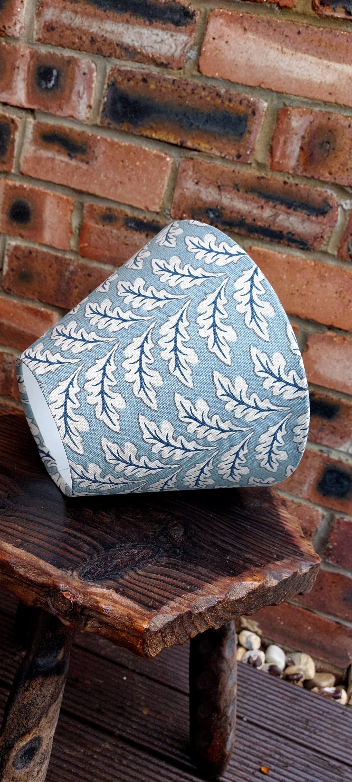 Tapered blue oak leaf lampshade