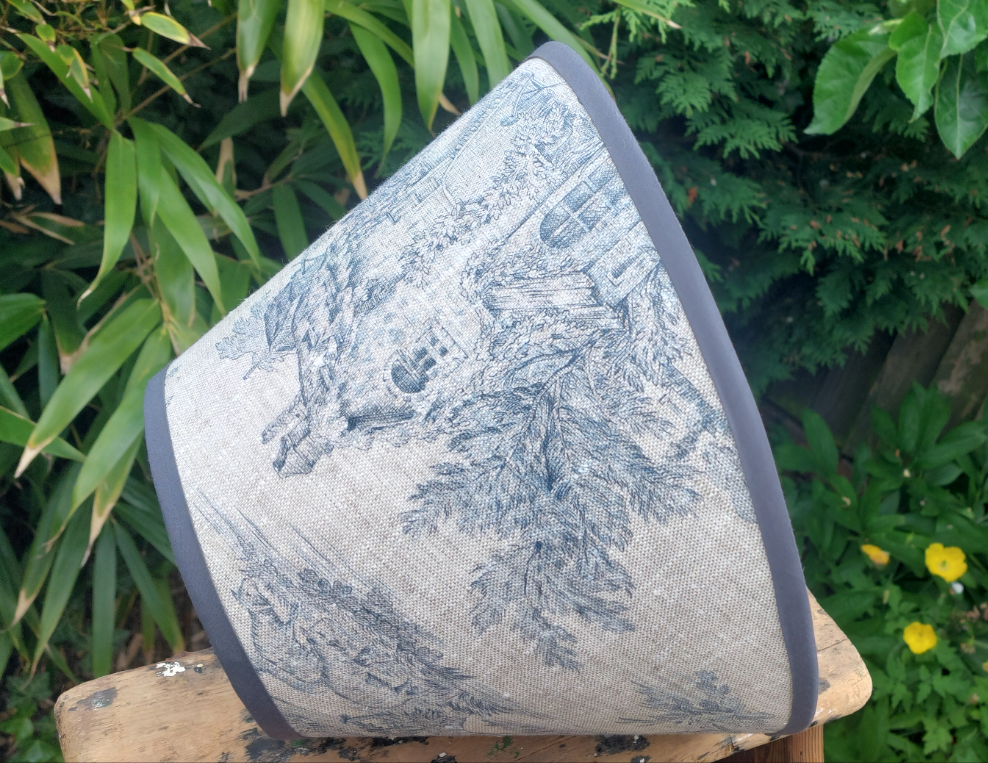 French toile de Jouy in blue tapered lampshade