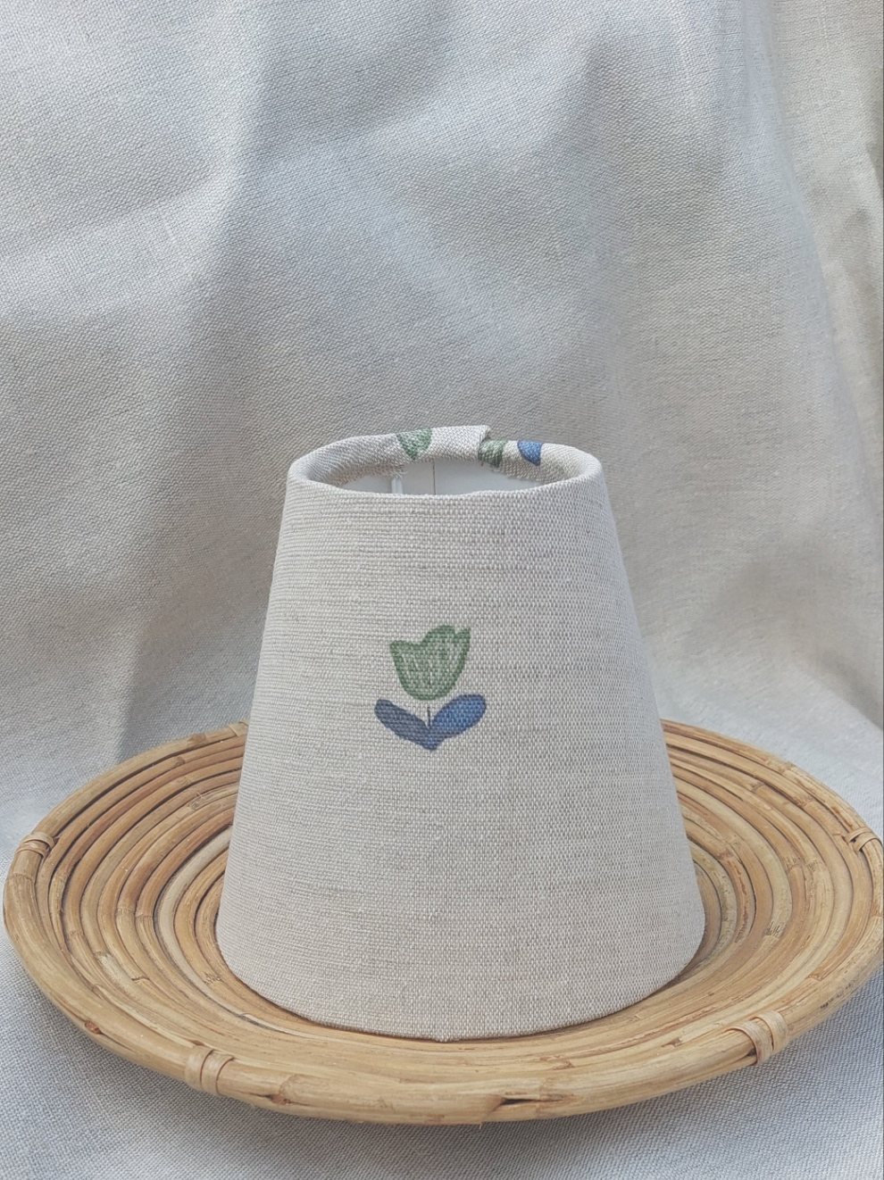 Floral linen lampshade candle clip scone