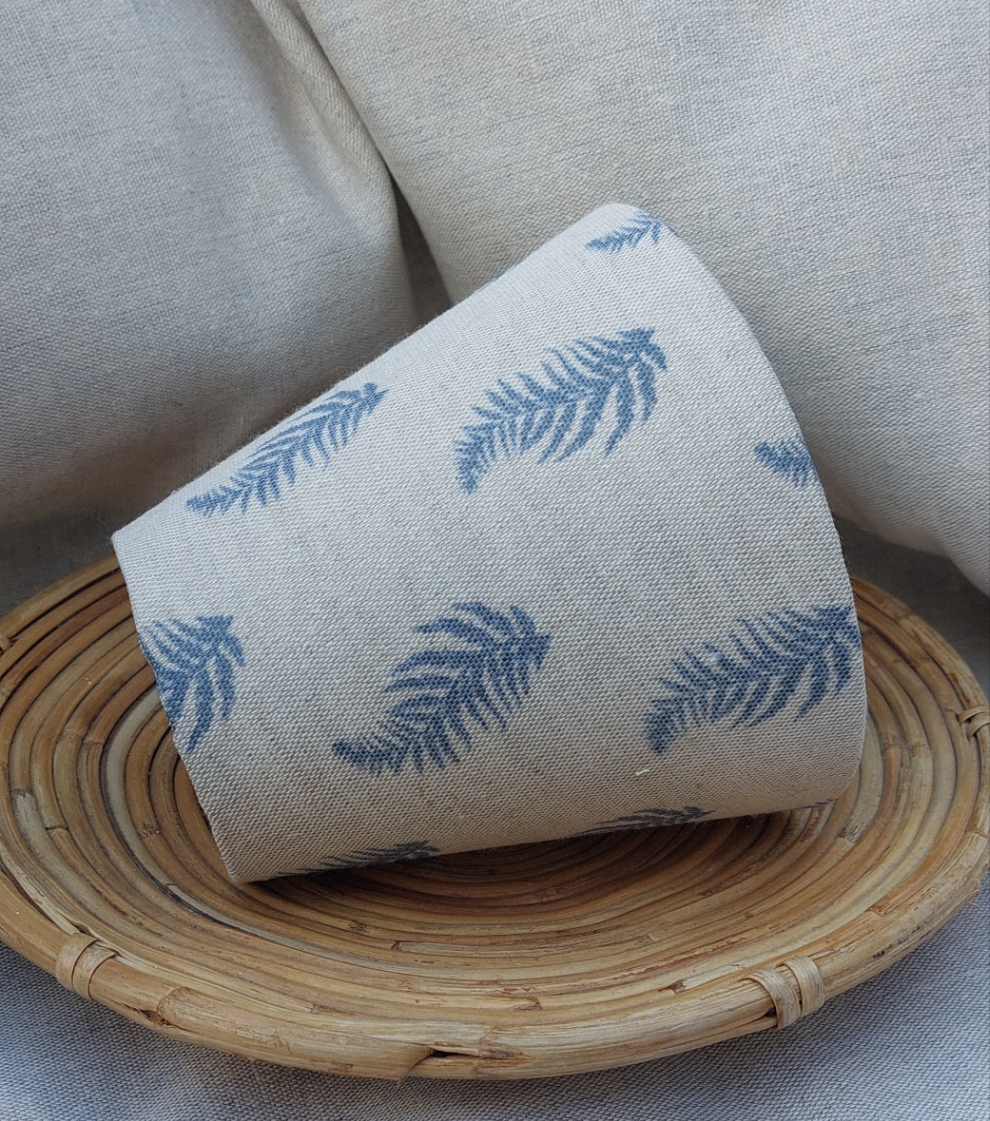Blue fern linen lampshade candle clip scone