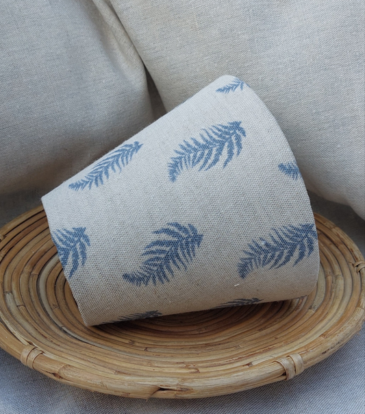 Blue fern linen lampshade candle clip scone