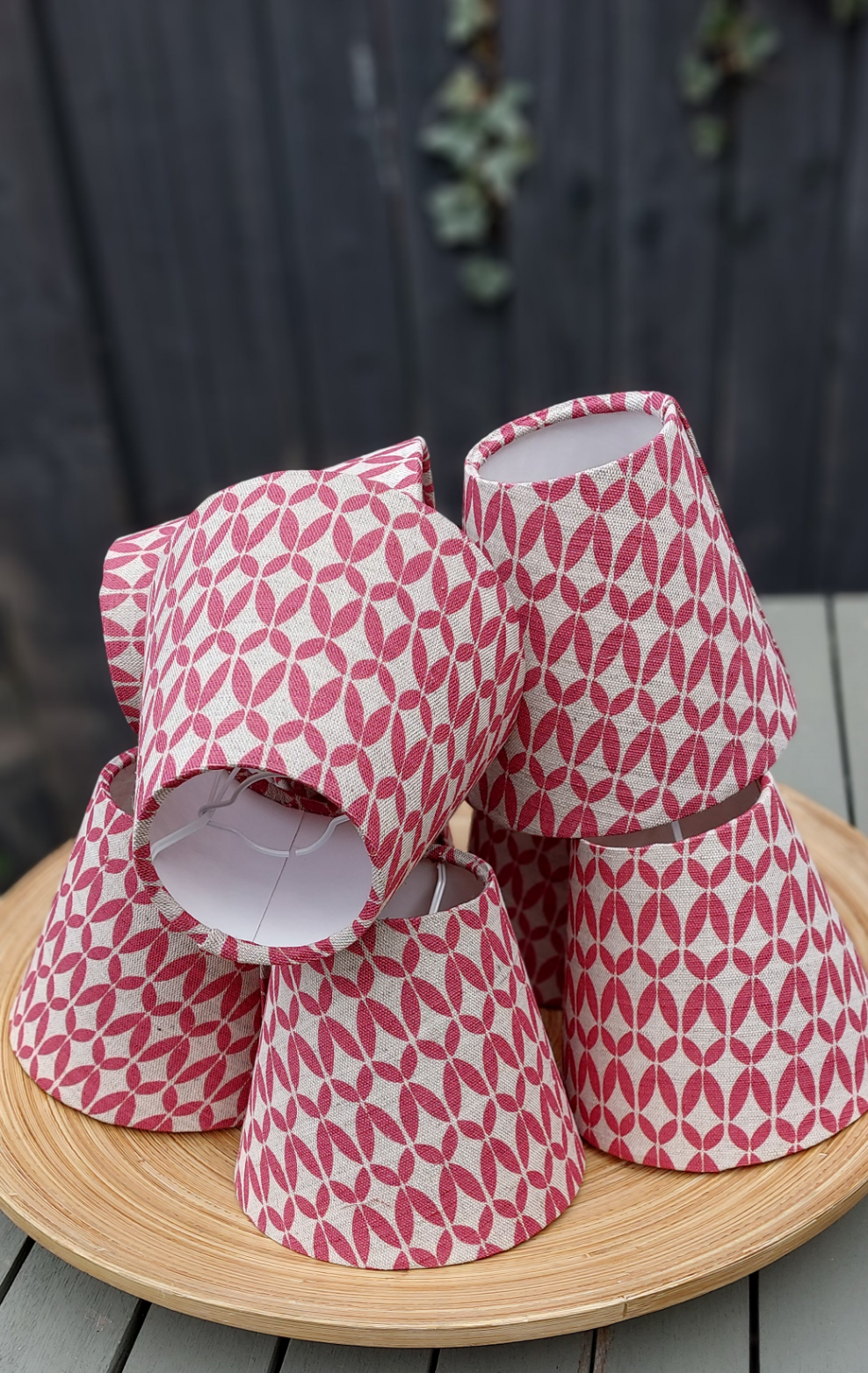 Red Scandi Linen Candle Clip Lampshade
