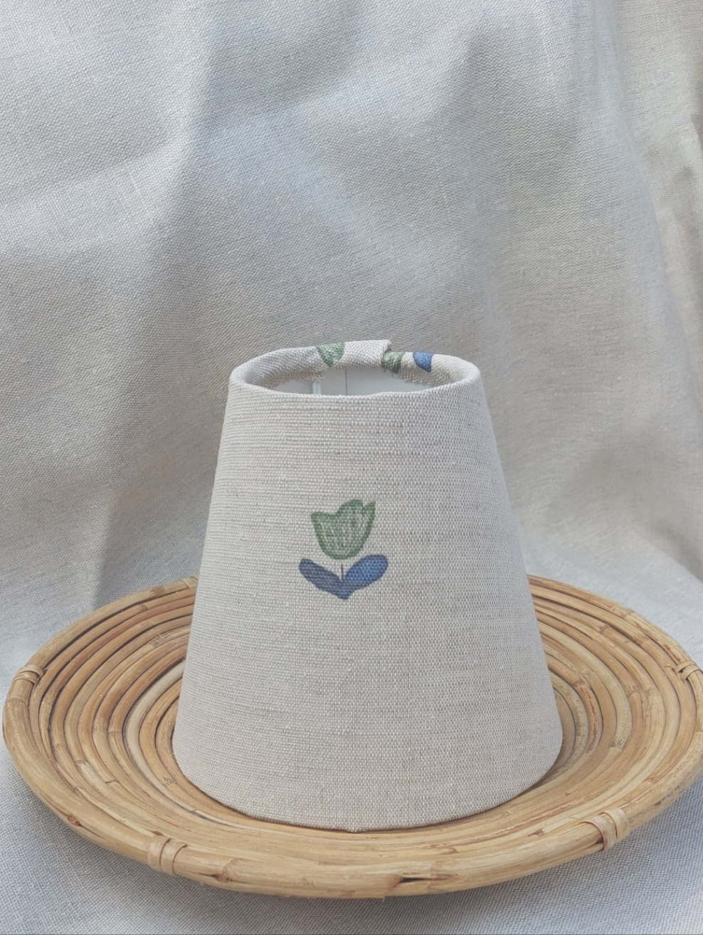Floral linen lampshade candle clip scone