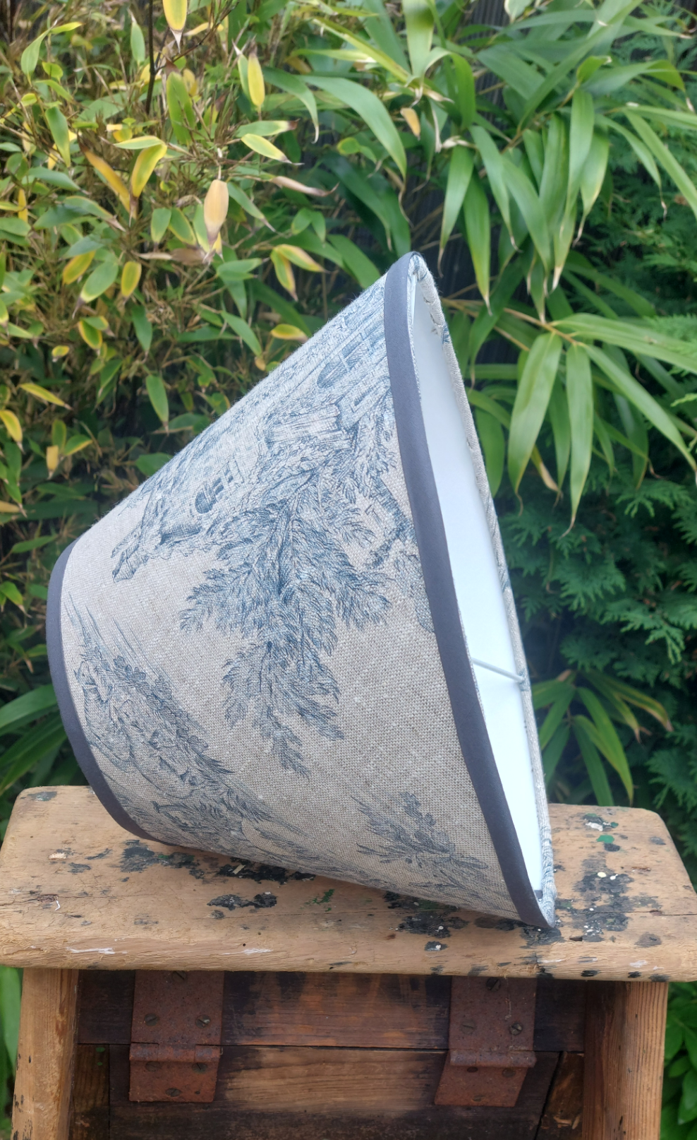 French toile de Jouy in blue tapered lampshade
