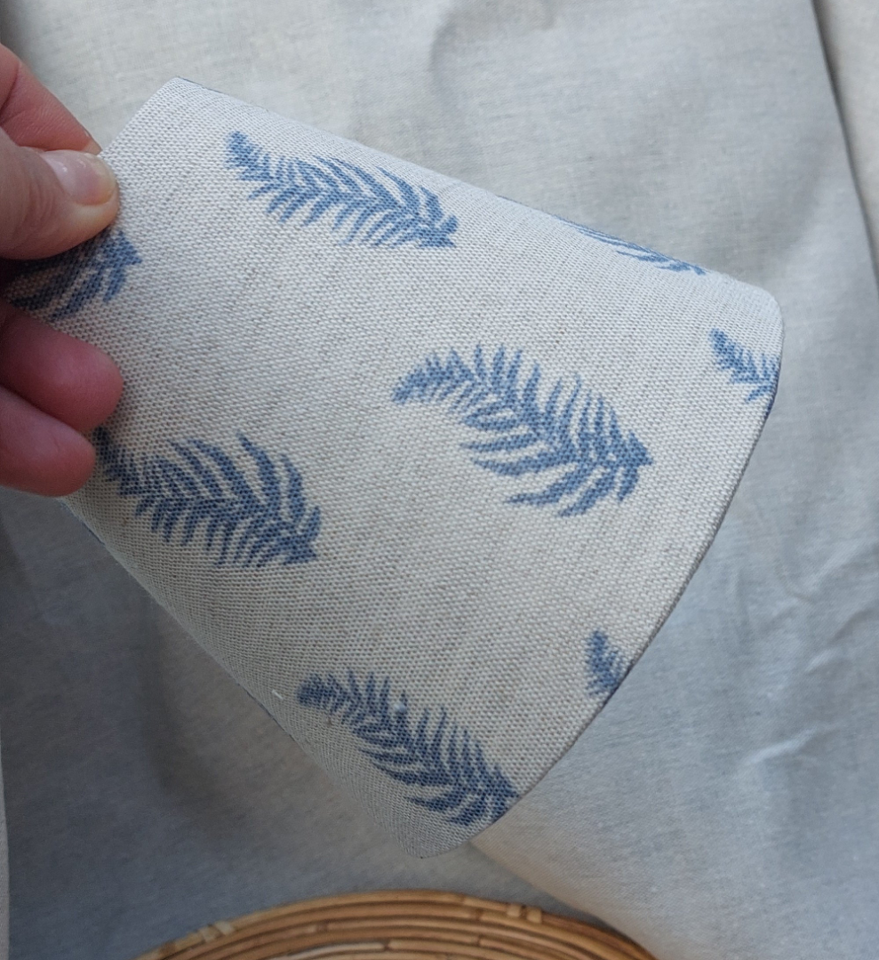 Blue fern linen lampshade candle clip scone