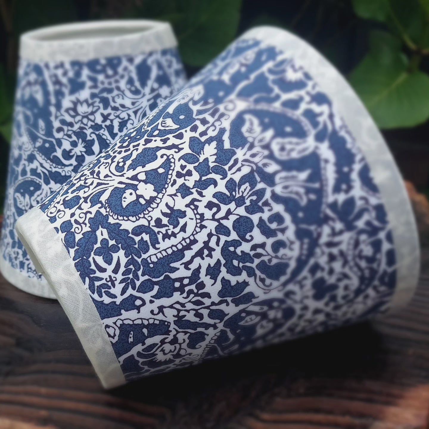 Liberty fabric paisley navy candle clip lampshade