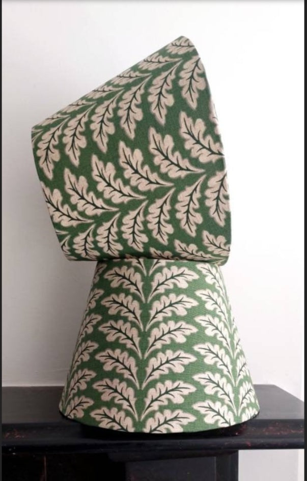 Oak leaf tapered green lampshade