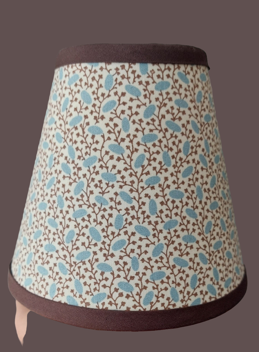 Sanderson Floral Candle Clip Lampshade with brown trim