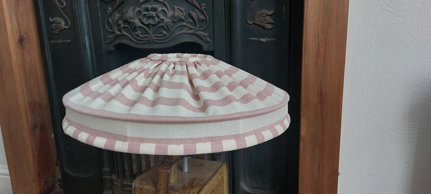 Handsewn Pleated Tiffany Rose Pink Stripe Lampshade