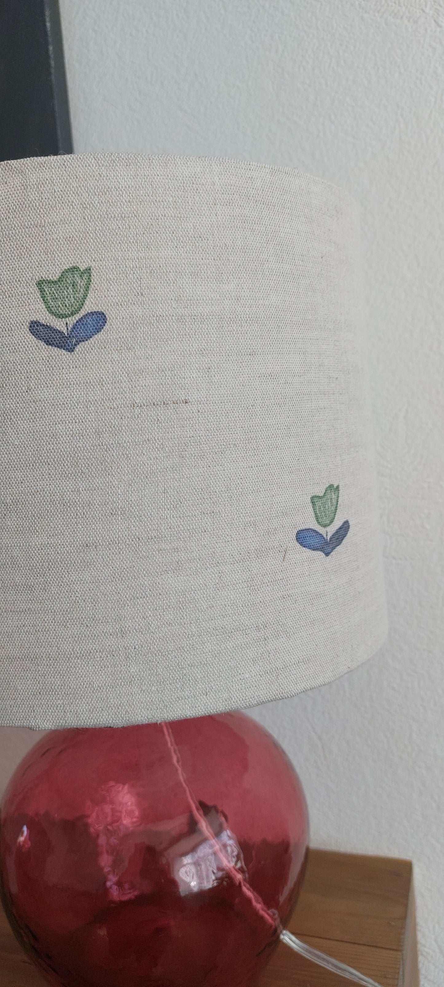 Vintage Linen blue tapered or drum lampshade