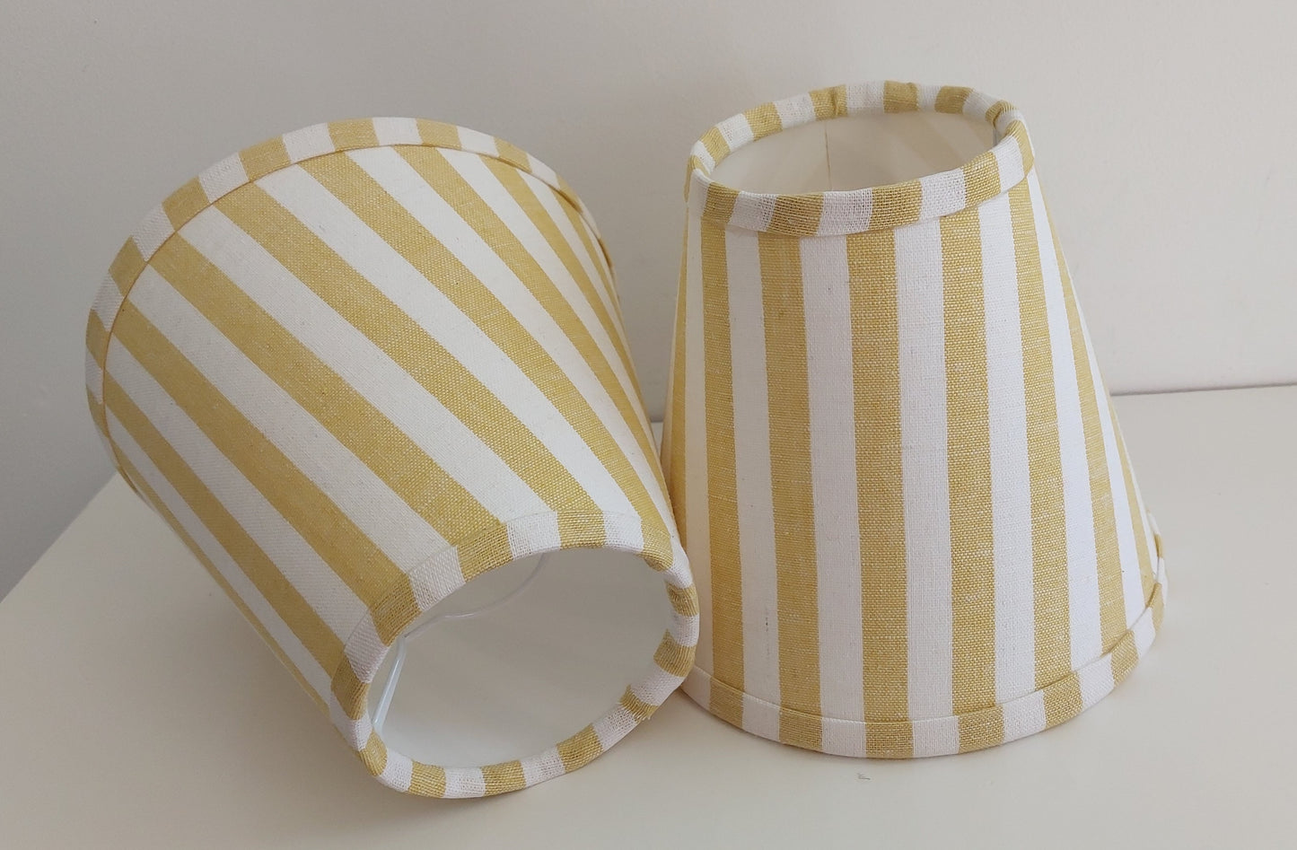 Yellow stripes Candle Clip Lampshade with trim