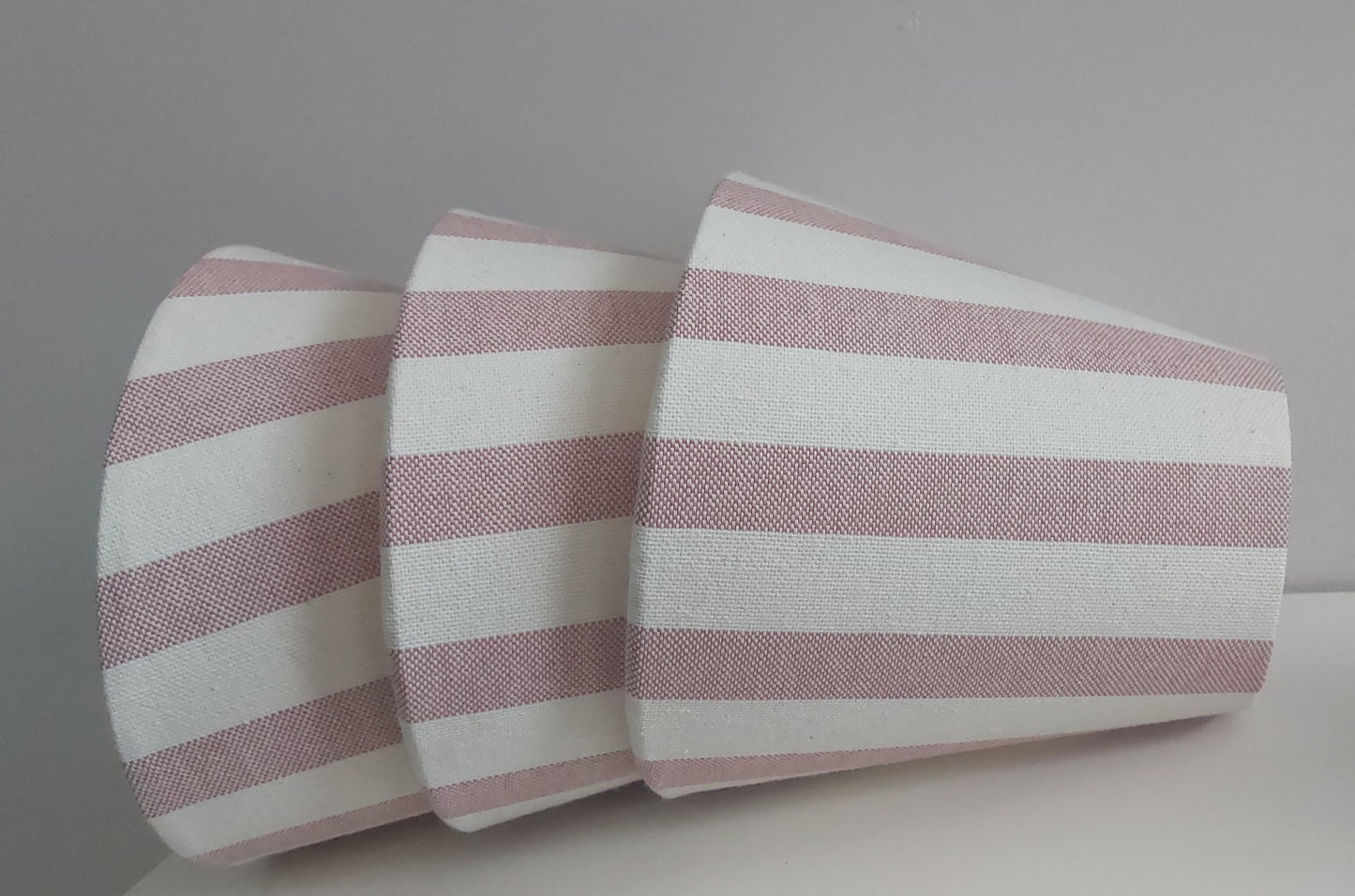 Rose Pink stripes linen candle clip lampshade