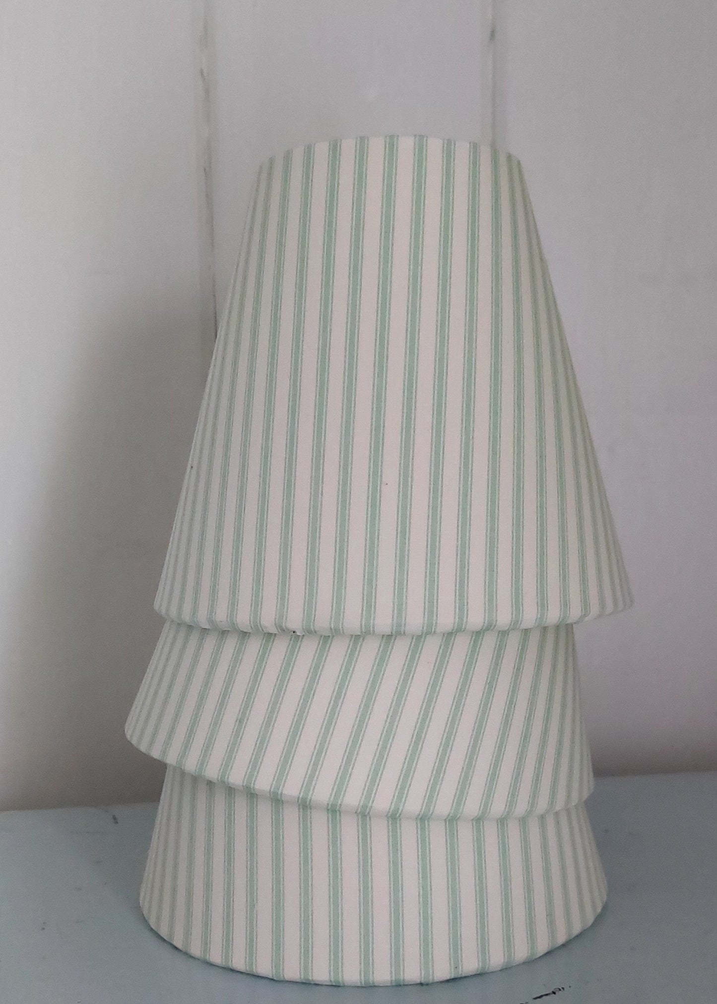 Linen green Ticking Stipes Candle Clip Lampshade