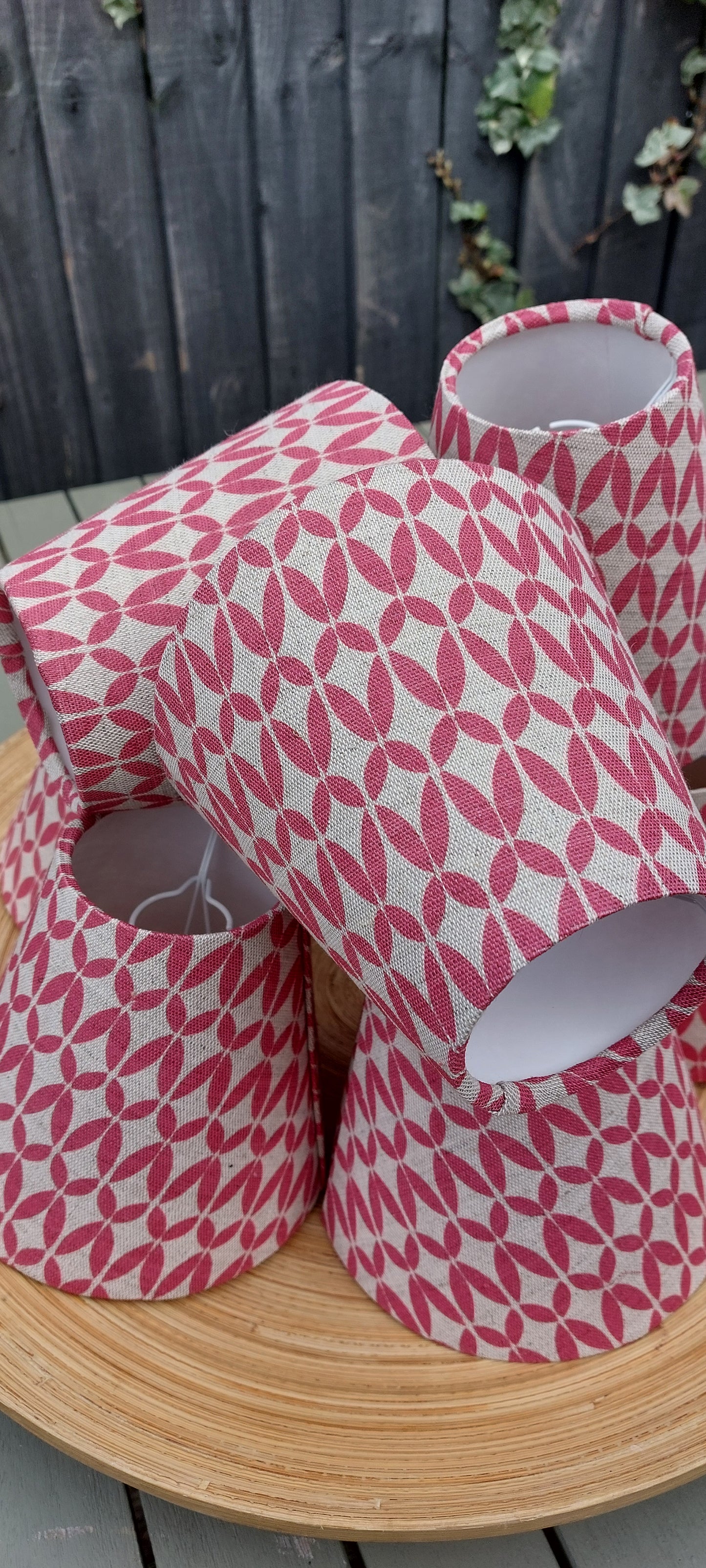Red scandi linen candle clip lampshade