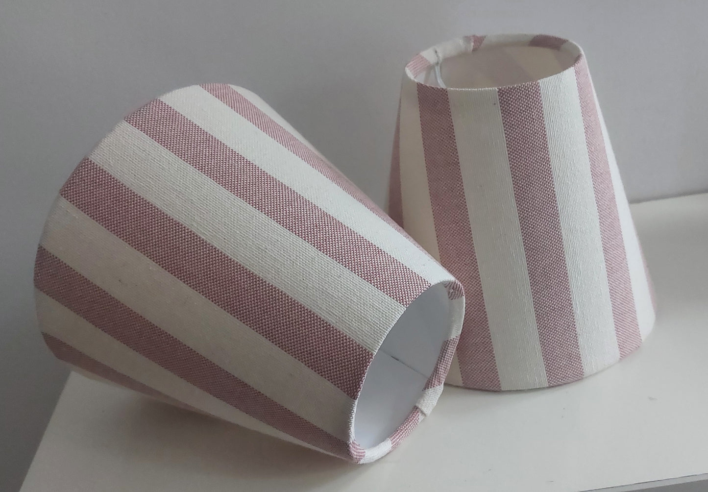 Rose Pink stripes linen candle clip lampshade