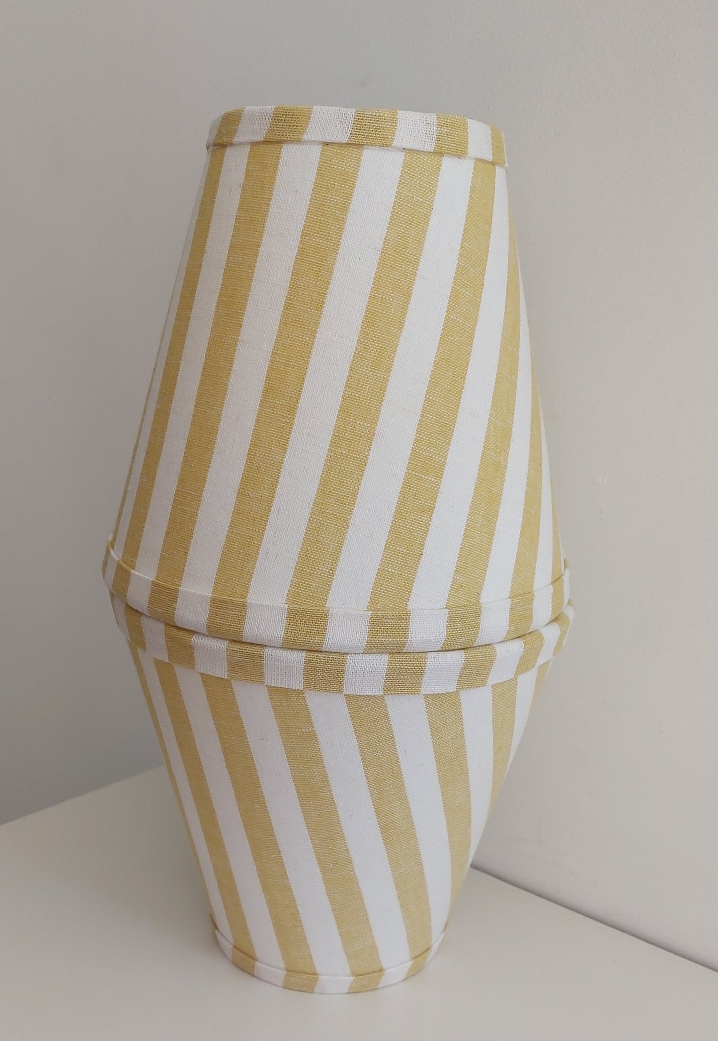 Yellow stripes Candle Clip Lampshade with trim