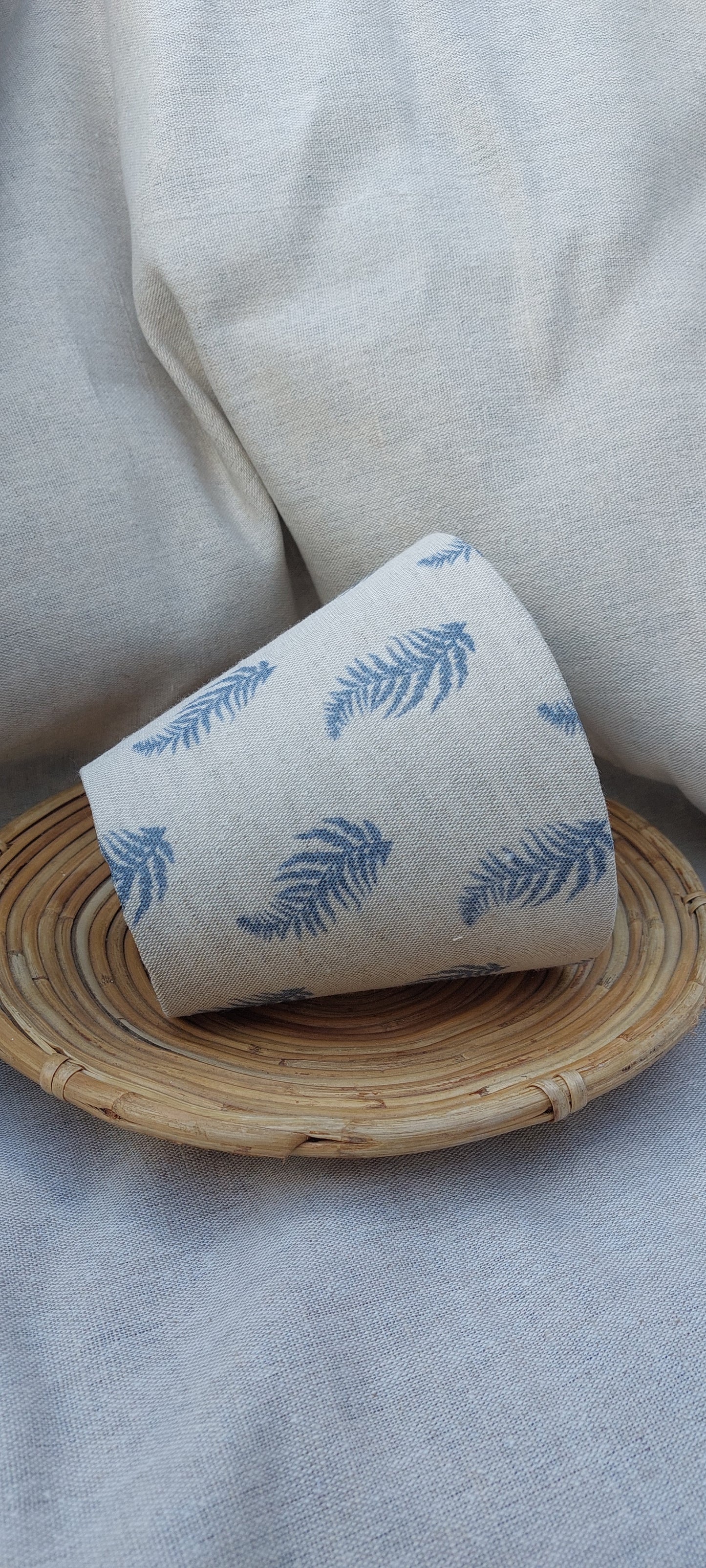 Blue fern linen lampshade candle clip scone