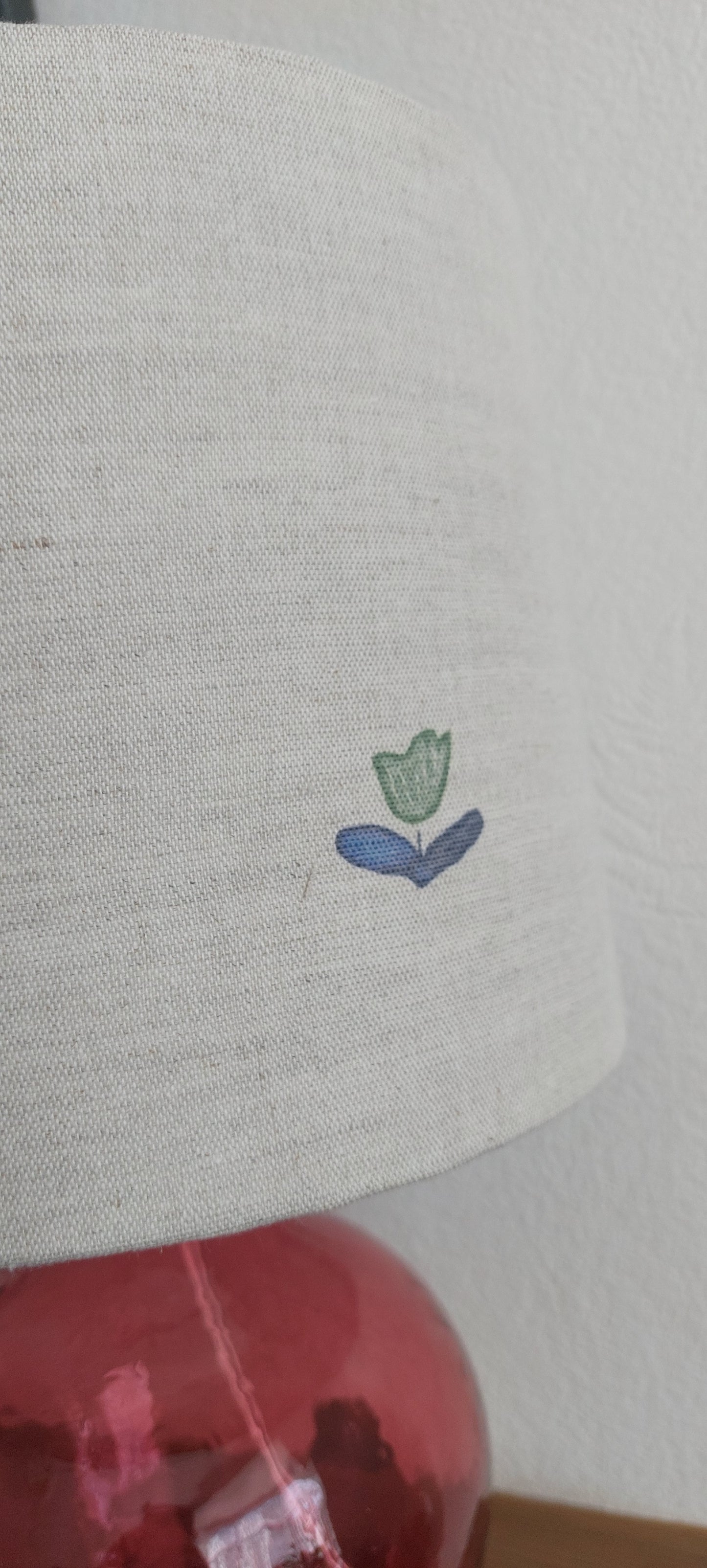Vintage Linen blue tapered or drum lampshade