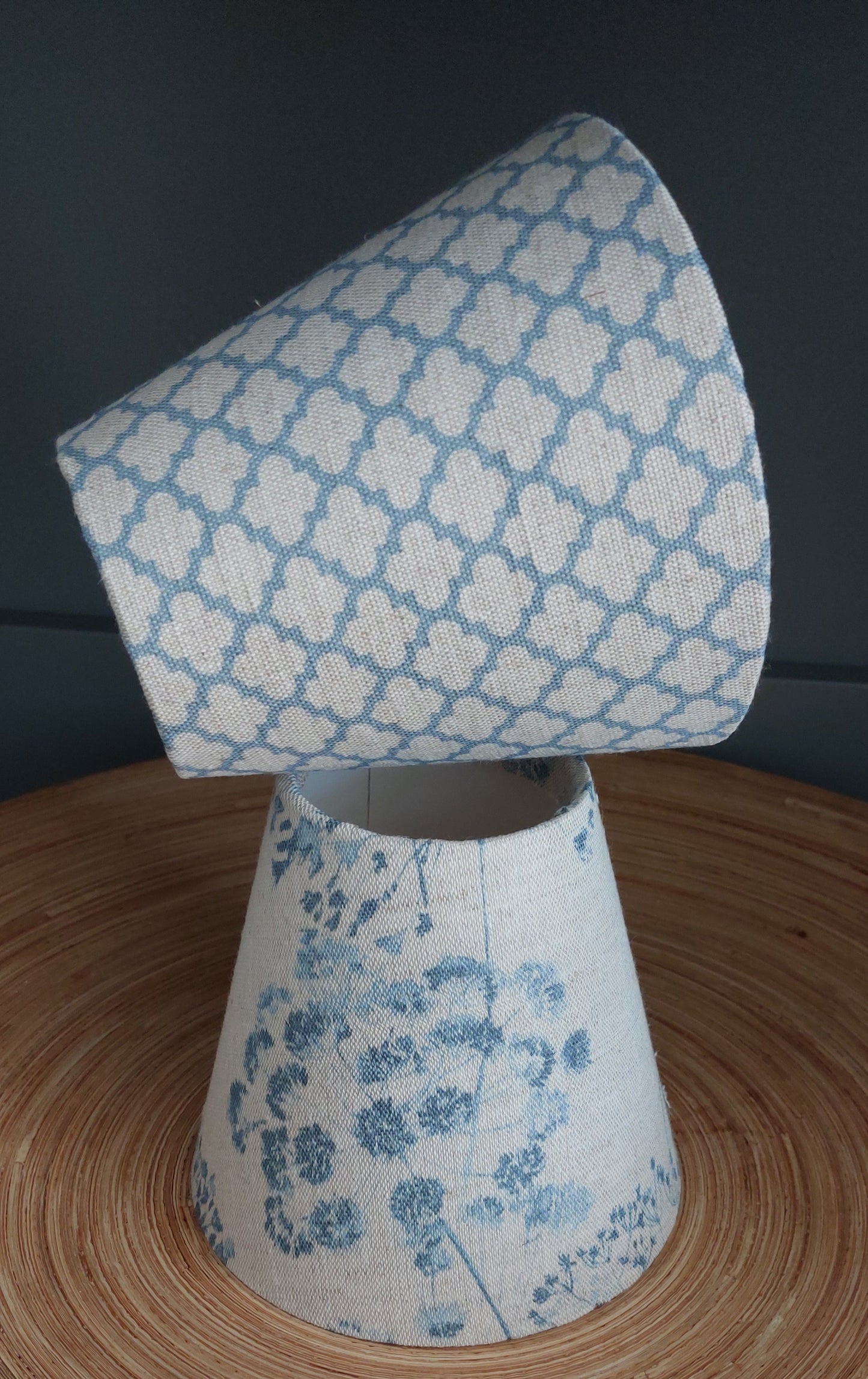 Blue deco handmade candle clip linen lampshade