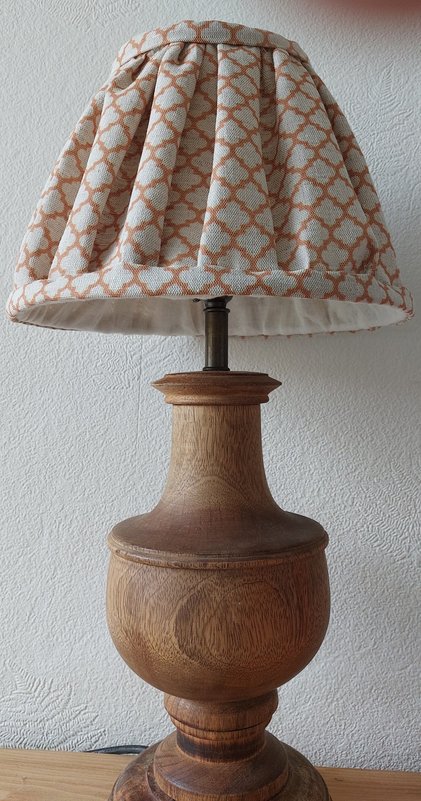 Handsewn pleated gathered linen rustic lampshade.