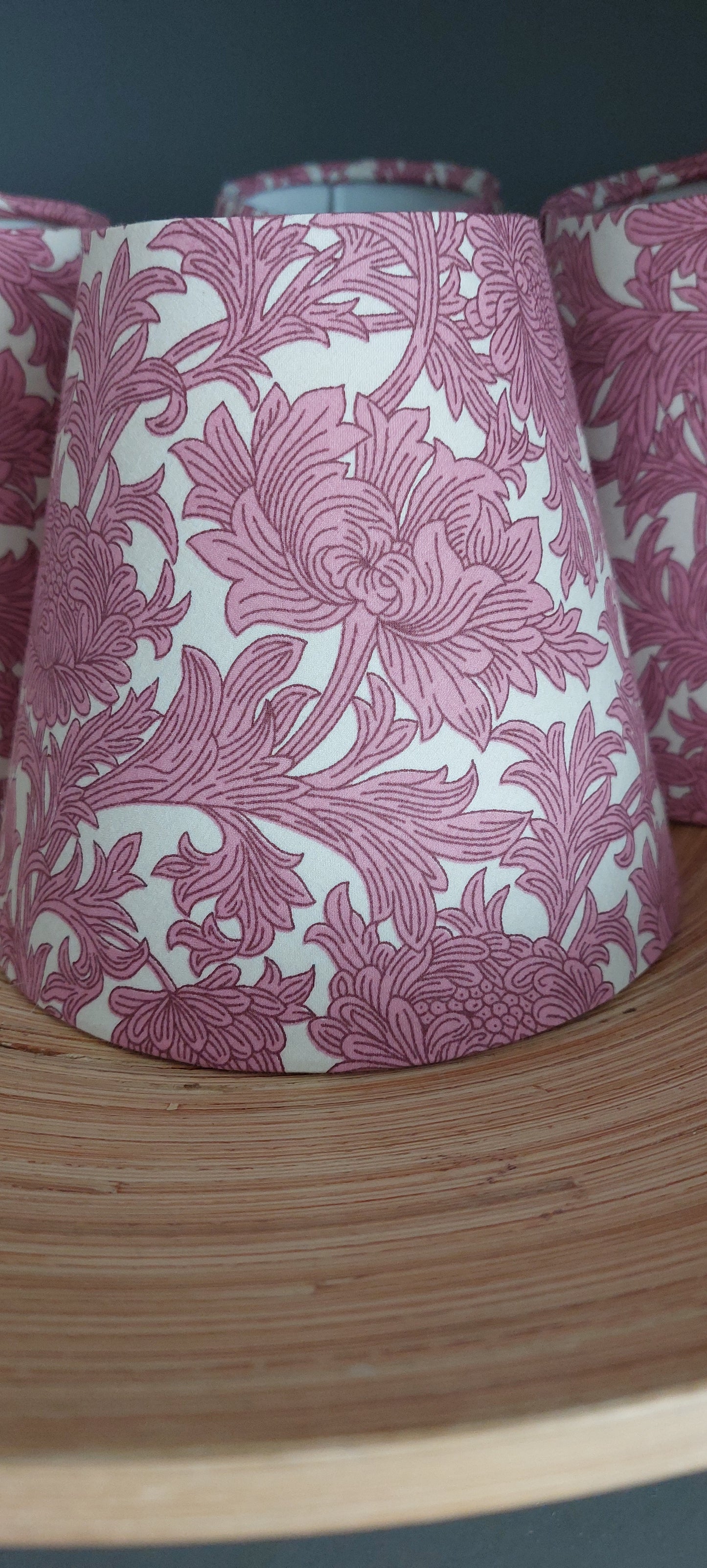 William Morris pink chrysantus candle clip scone lampshade