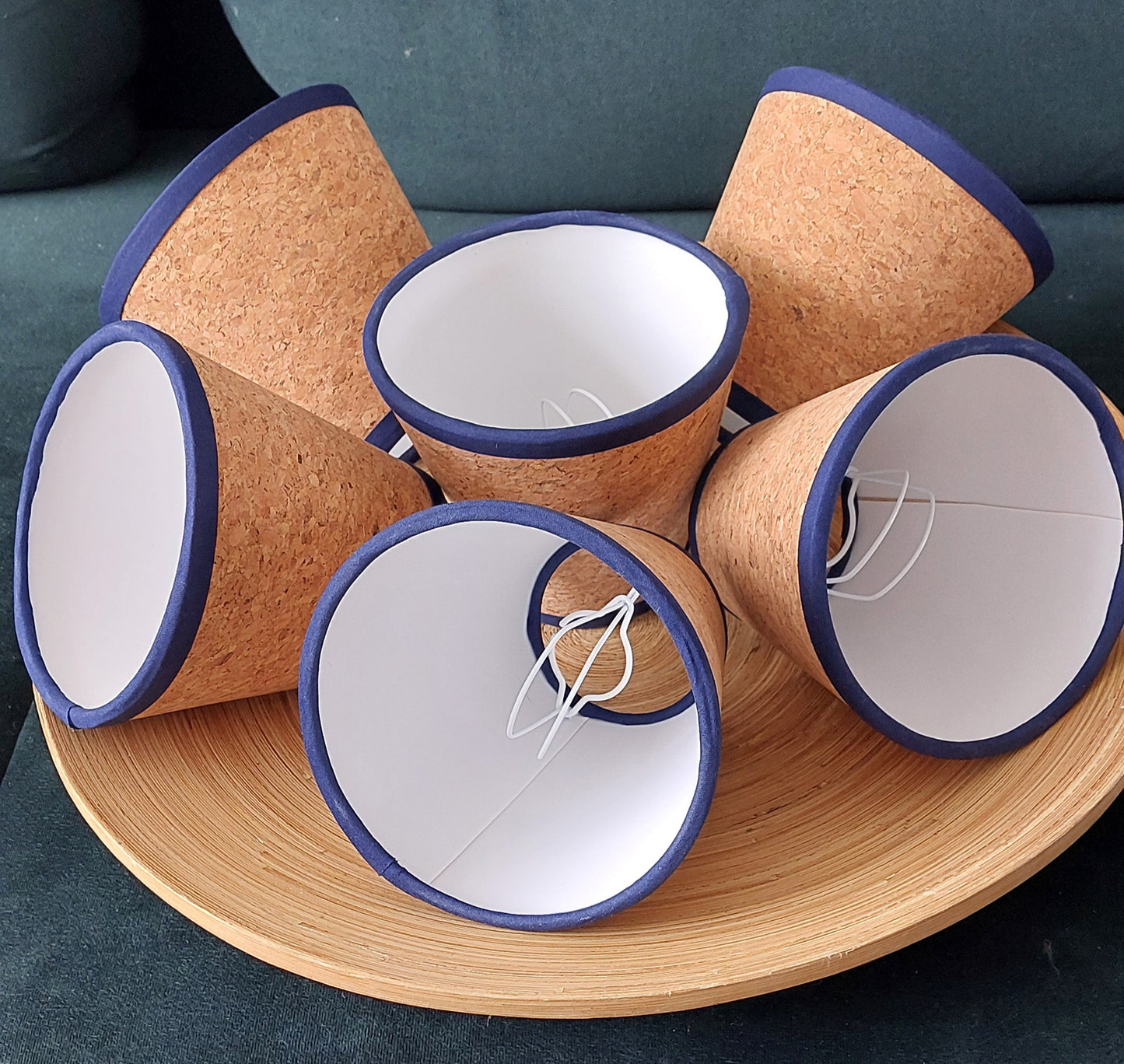 Cork Candle Clip Lampshade with olive trim