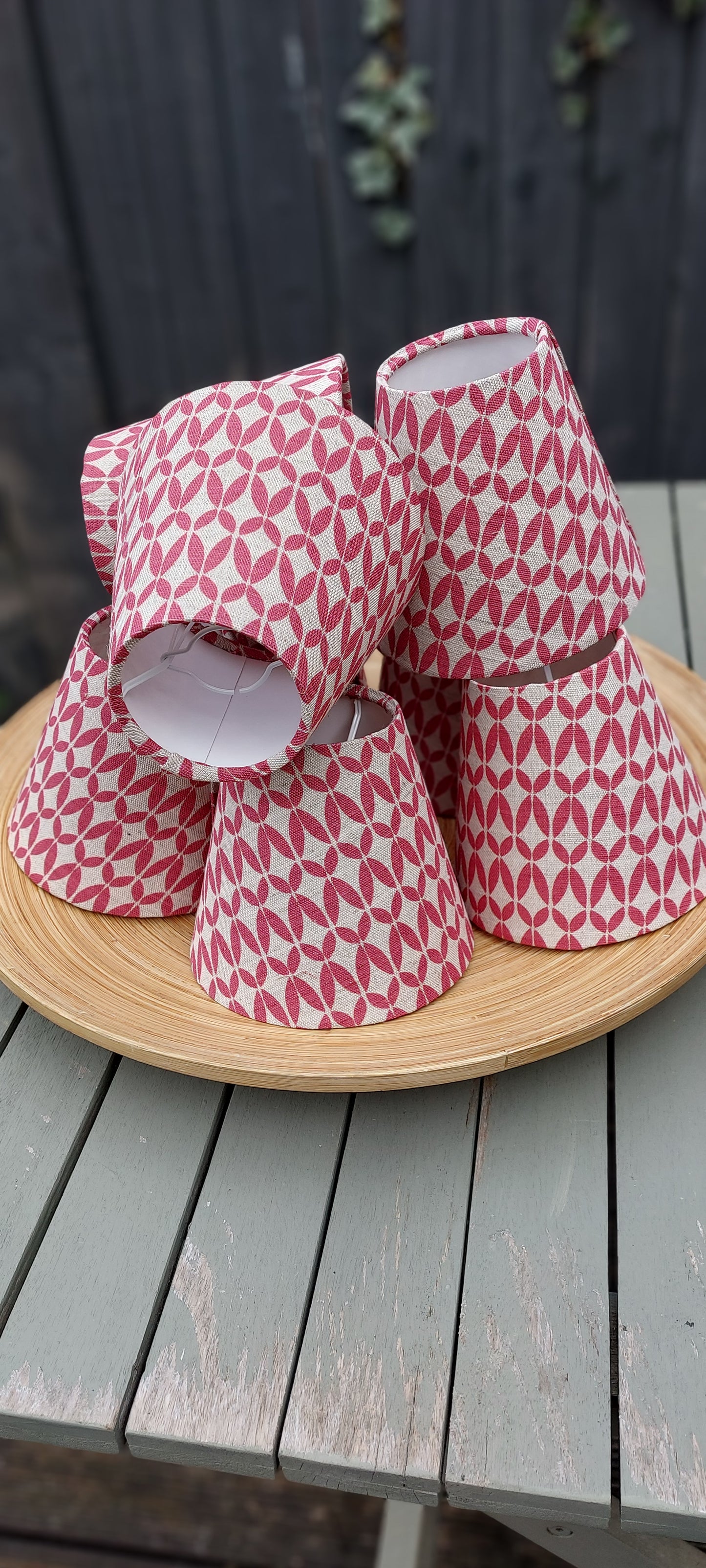 Red Scandi Linen Candle Clip Lampshade