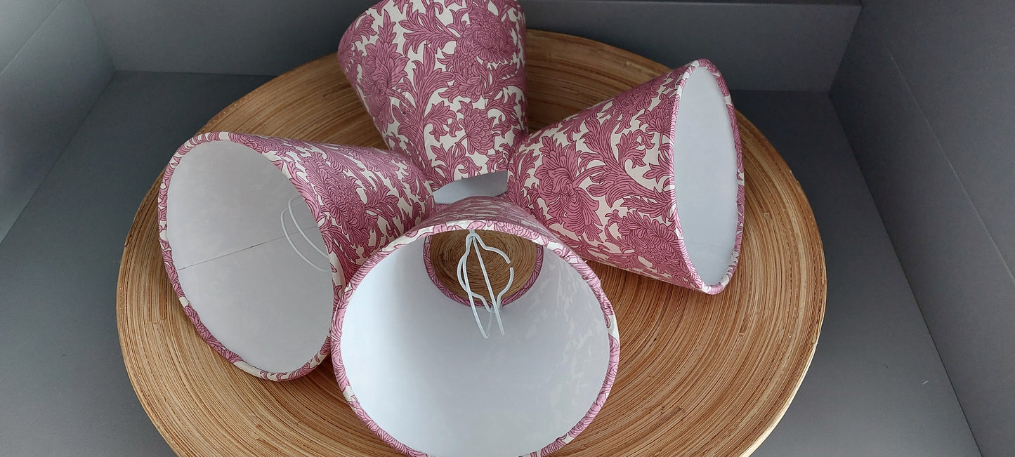 William Morris pink chrysantus candle clip scone lampshade