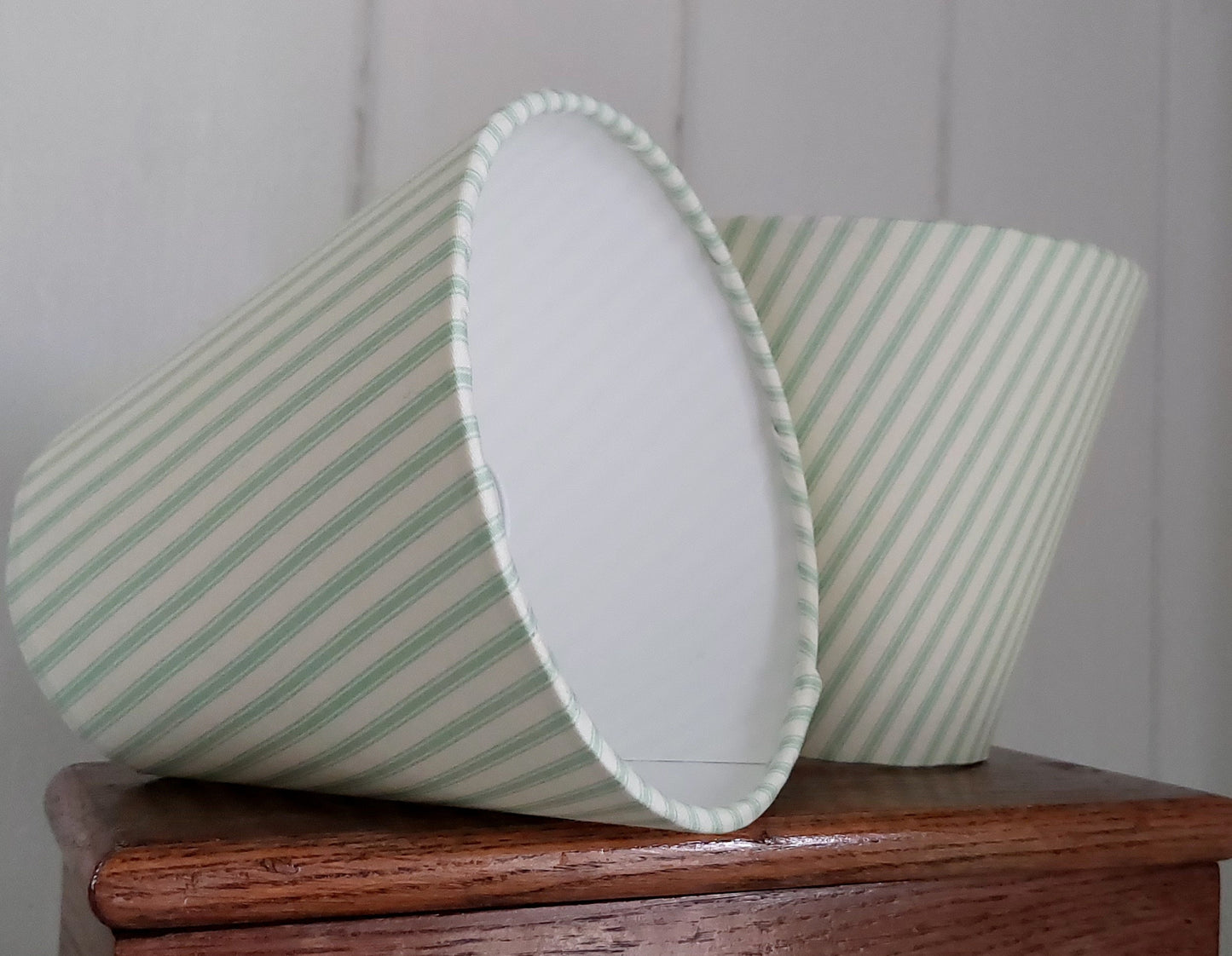 Green ticking stripe candle clip bespoke lampshade