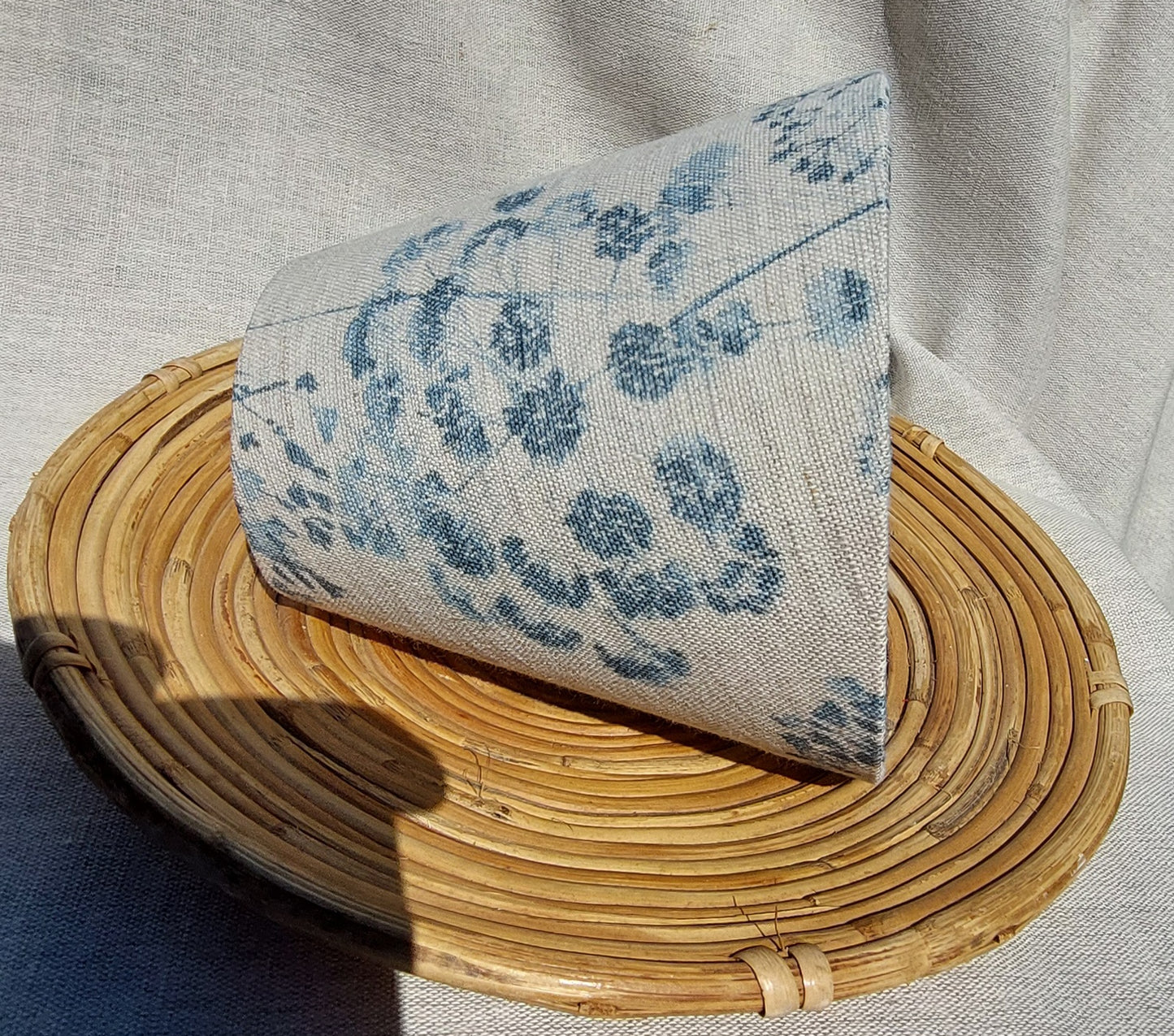 Hedgerow blue linen handmade candle clip lampshade