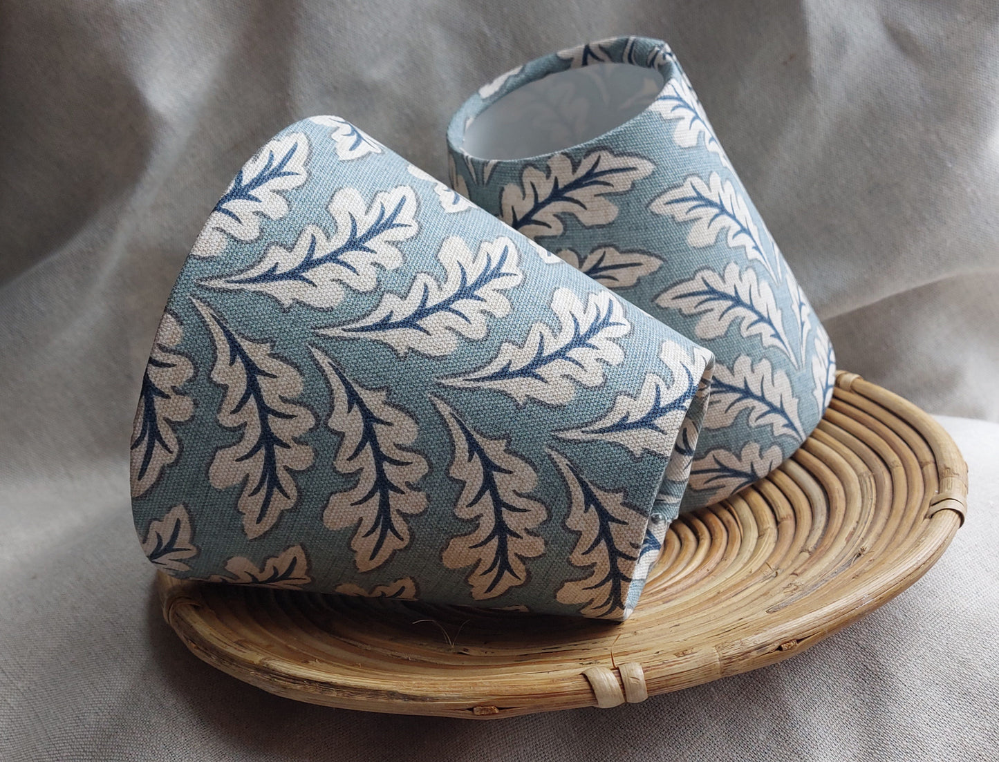 Candle clip lamp shade blue leaves