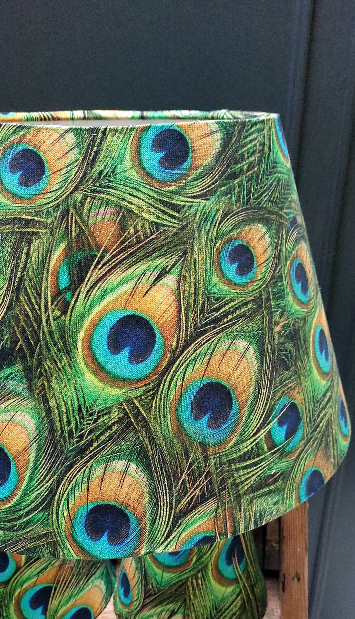 Lightshade handmade peacock feather thepuffindesigns