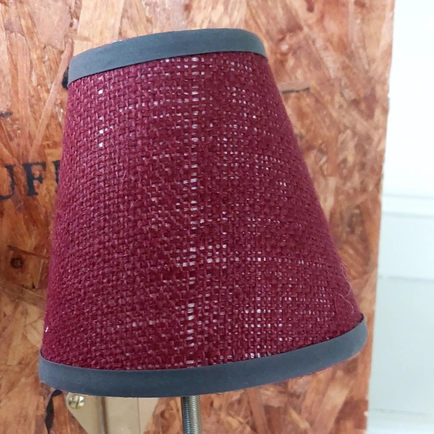 Burgundy Hessian Candle Clip Lampshade with trim color choice chandelier small shade light shade Thepuffindesigns