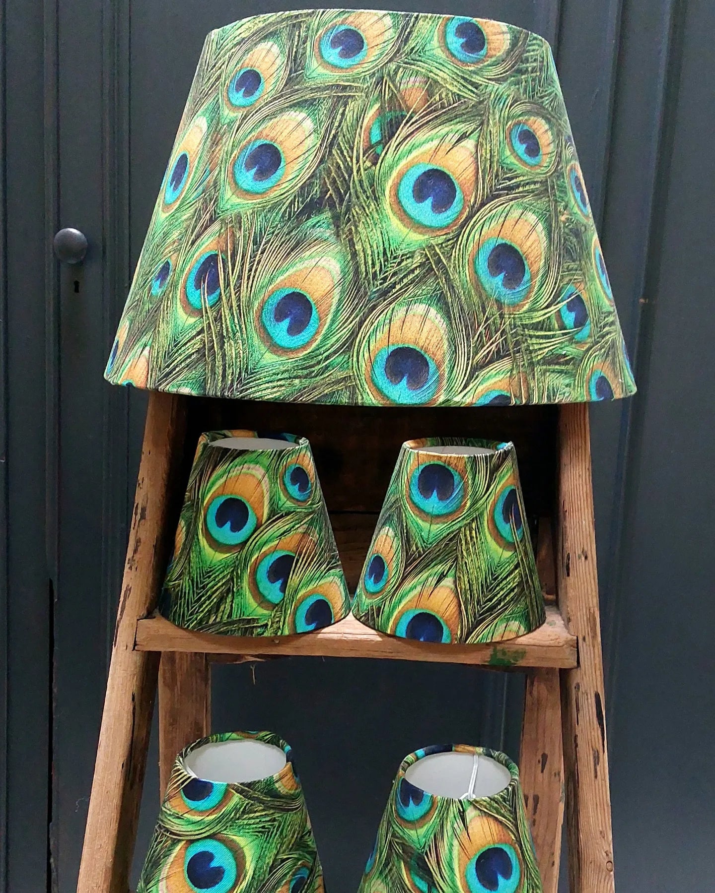 Peacock feather handmade tapered lamp shade