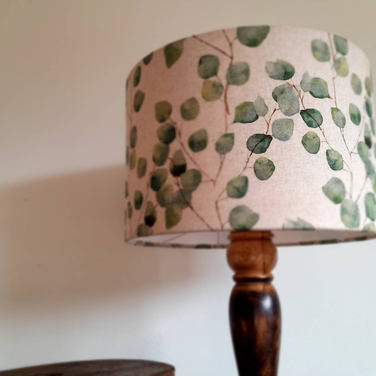 Green Eucalyptus Leaves Linen Handmade Lampshade