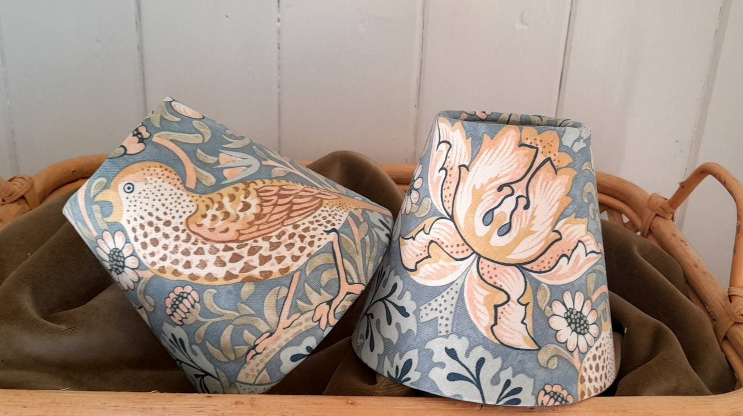 William Morris Blue Strawberry Thief Candle Clip Lampshade