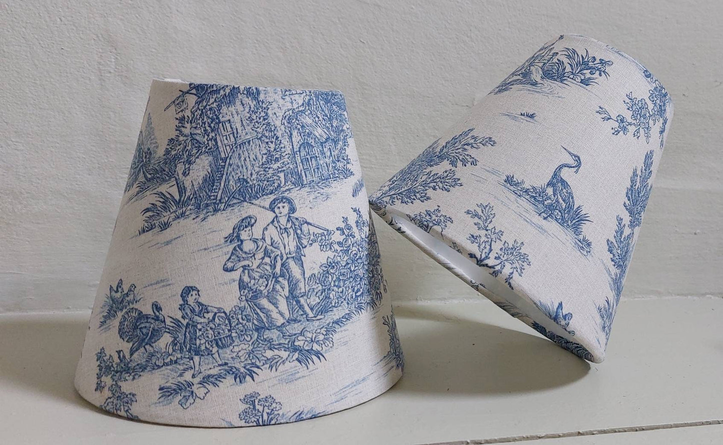 French toile blue candle clip on lamp shade Uk