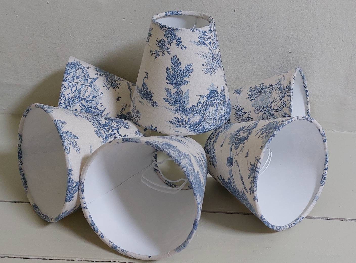 Candle clip on lamp shade chandelier shade wall lights Toile Blue