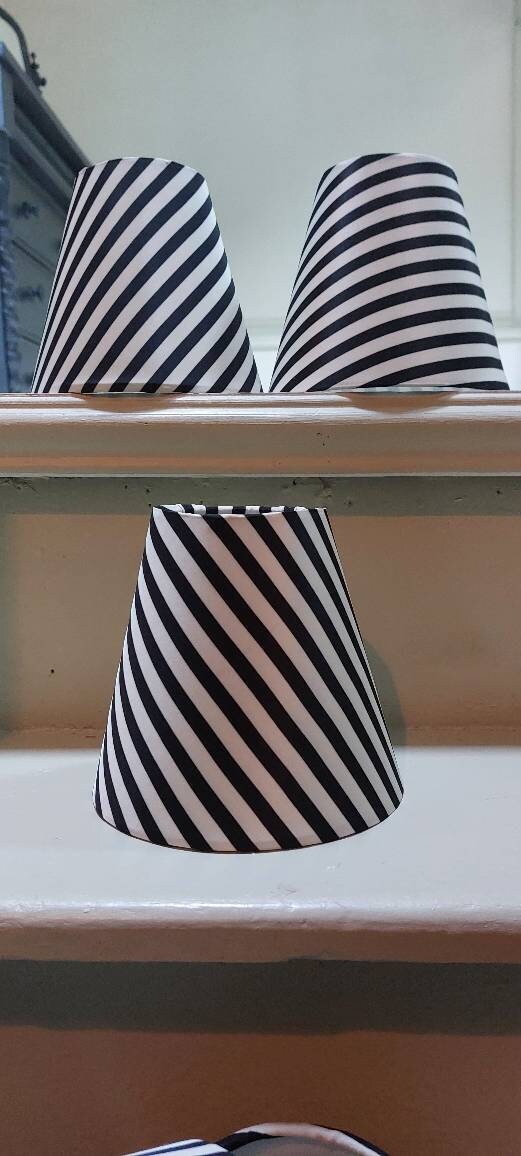 Classic Black Ticking Stripes candle clip lampshade