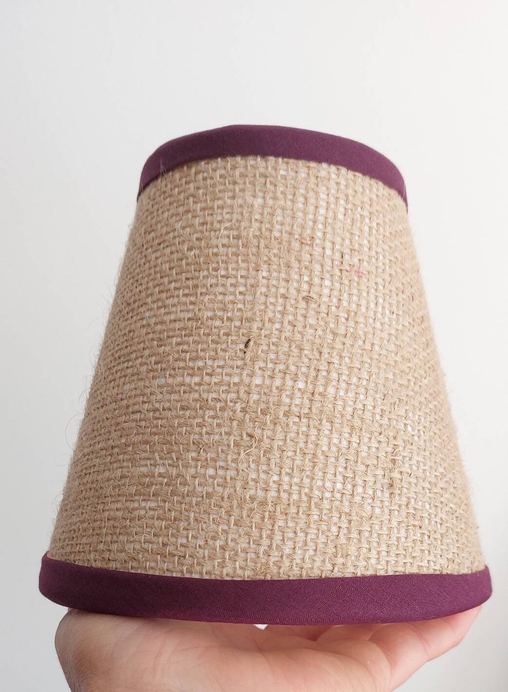Hessian Candle Clip Lampshade With Trim